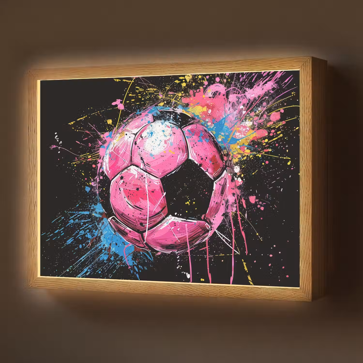 Graffiti - Sport - Voetbal - Bal - Roze Light Box met batterij (Wandlamp) middel -z3d_website