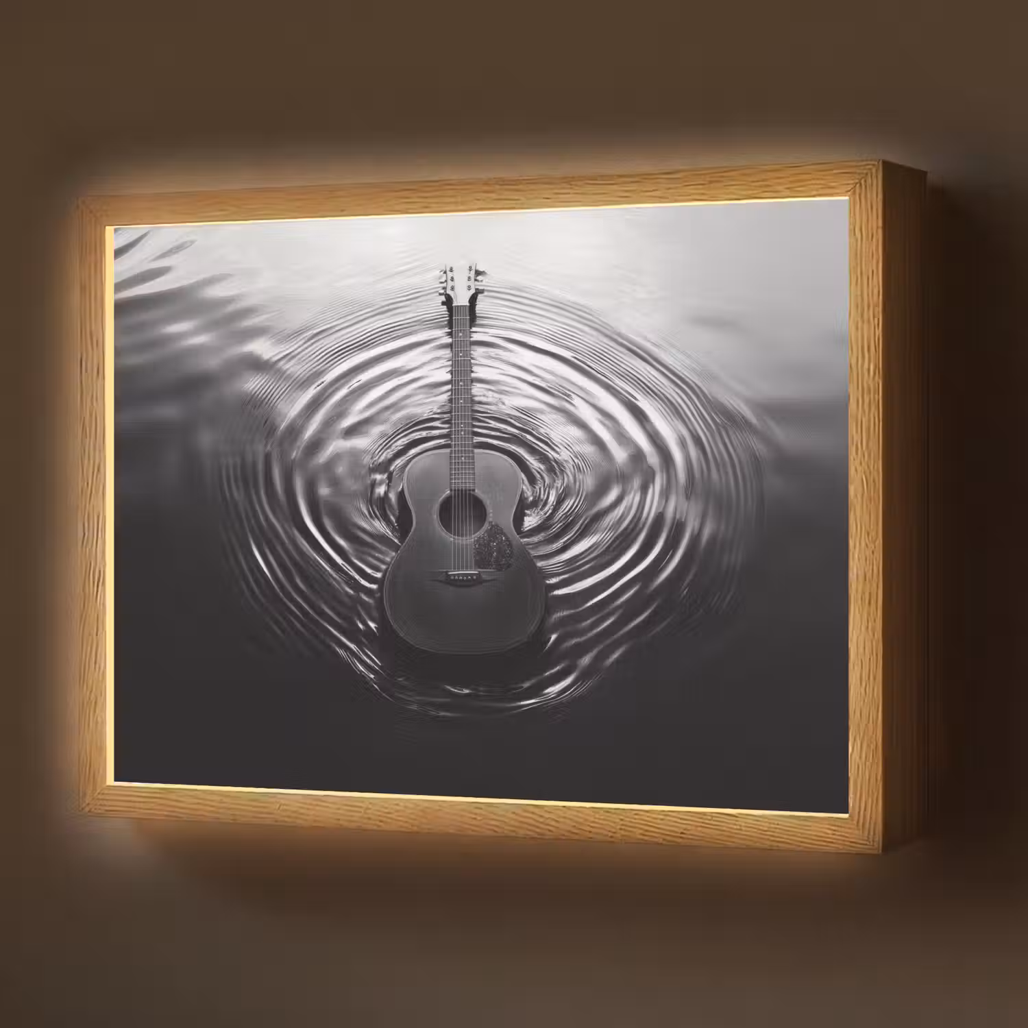 Gitaar - Hout - Water Light Box met batterij (Wandlamp) middel -z3d_website