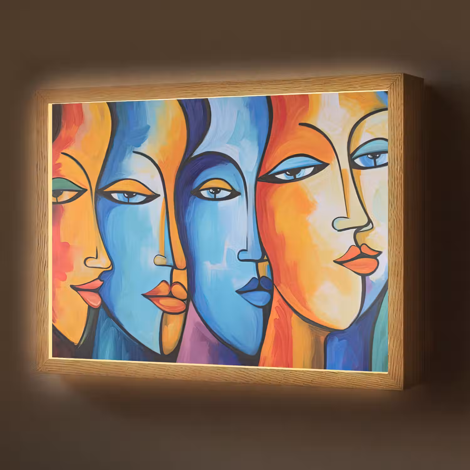 Hoofd - Olieverf - Schilderij - Kleurrijk Light Box met batterij (Wandlamp) middel -z3d_website
