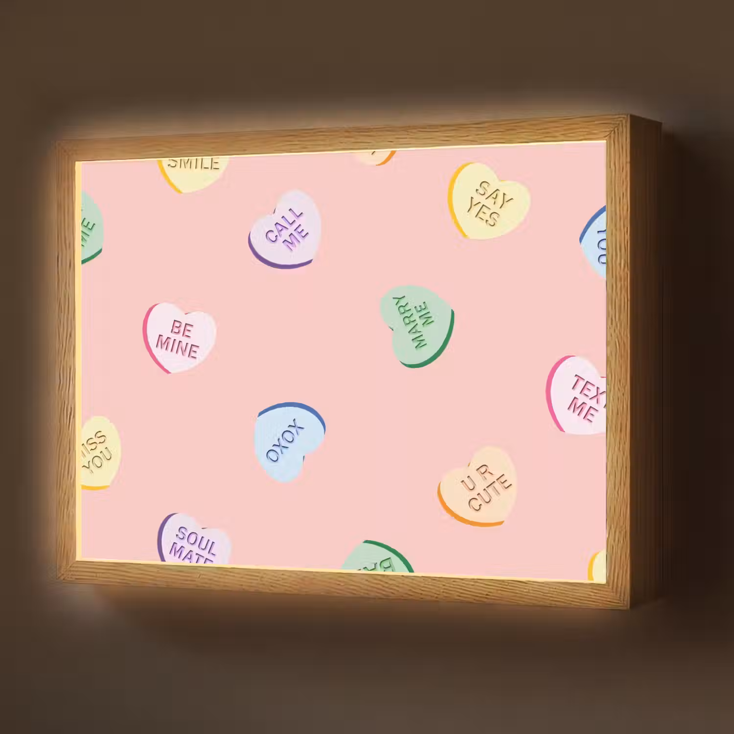 Hart - Snoep - Pastel - Tekst Light Box met batterij (Wandlamp) middel -z3d_website