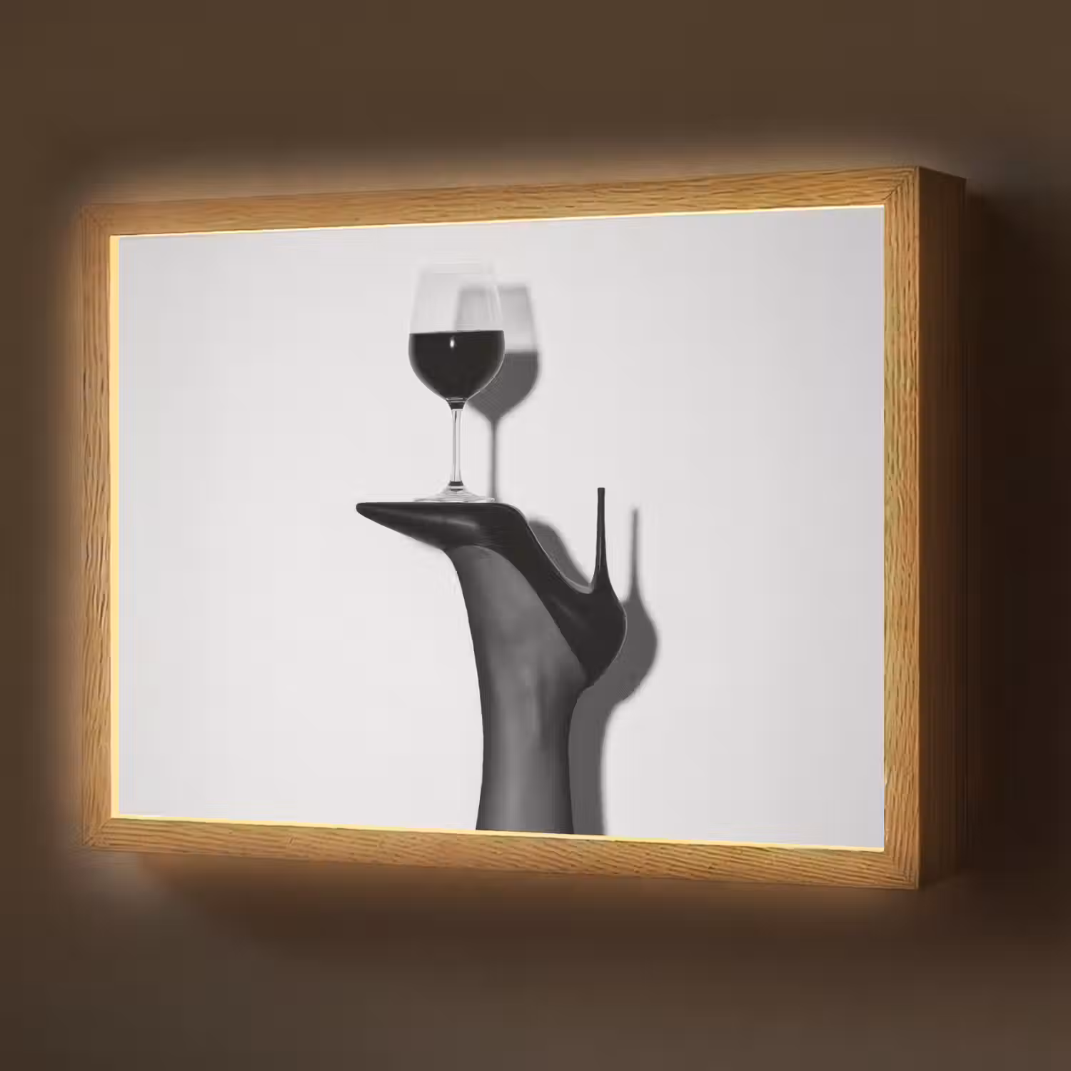 Hak - Wijn - Minimalistisch - Zwart Light Box met batterij (Wandlamp) middel -z3d_website