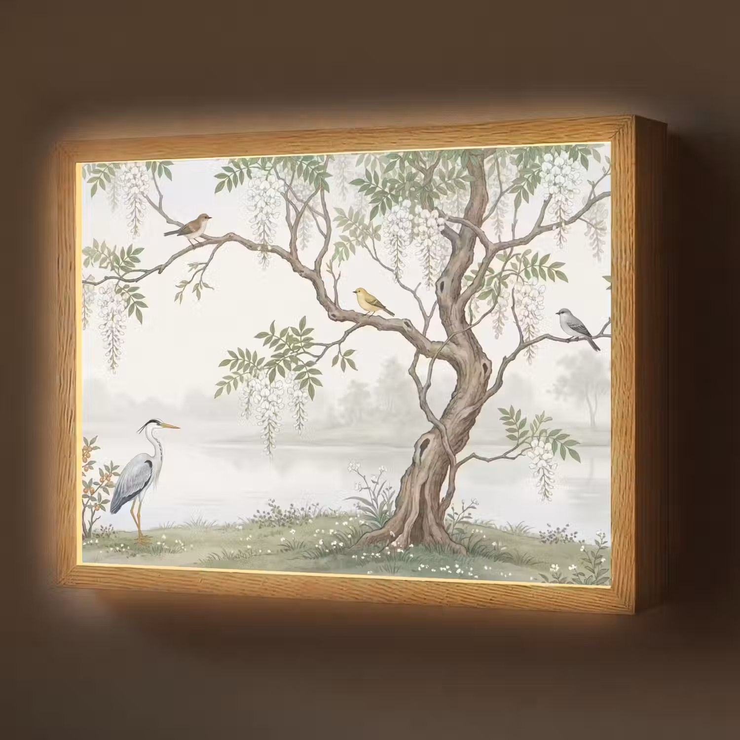 Reiger - Landschap - Groen Light Box met batterij (Wandlamp) middel -z3d_website