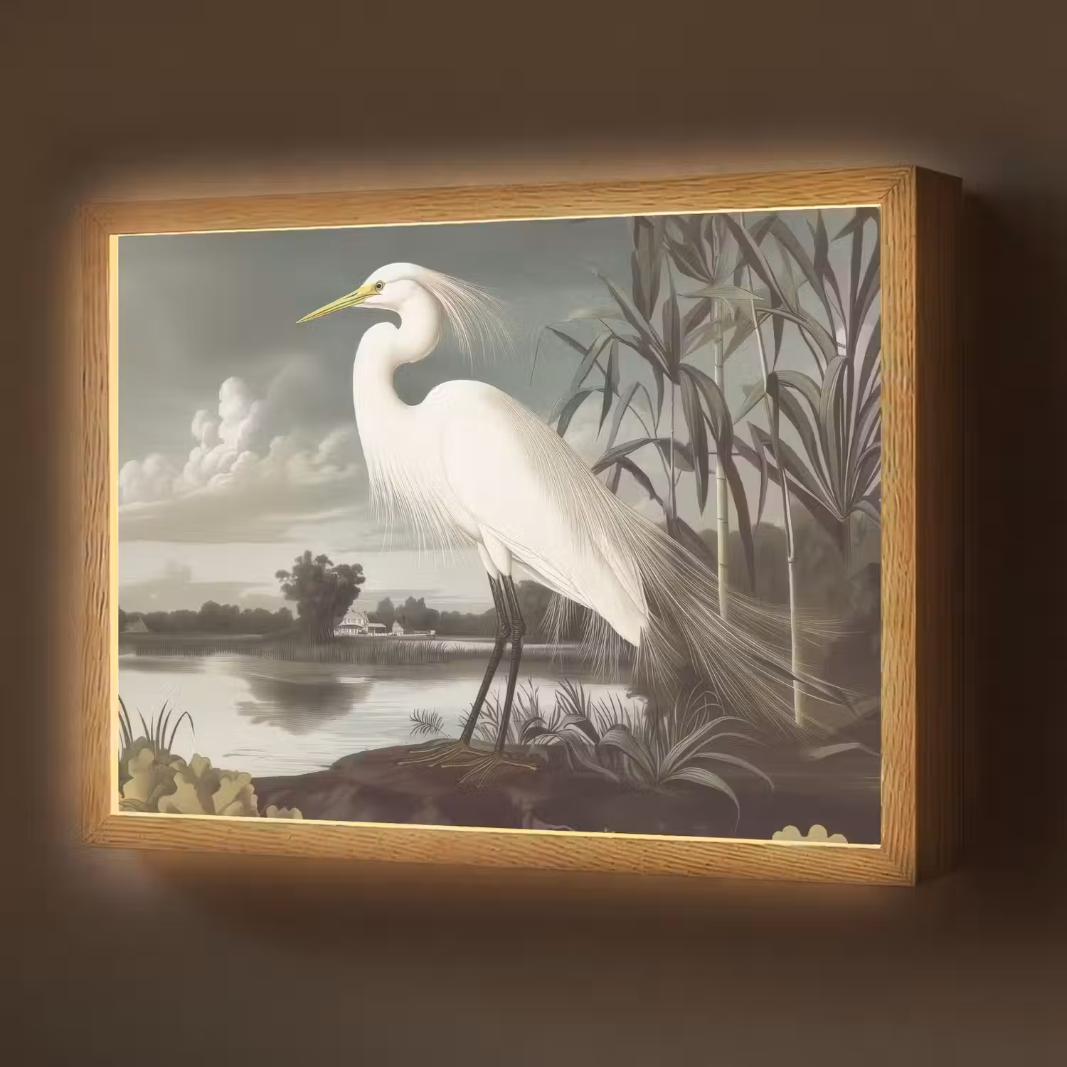 Reiger - Planten - Wolken - Wit Light Box met batterij (Wandlamp) middel -z3d_website