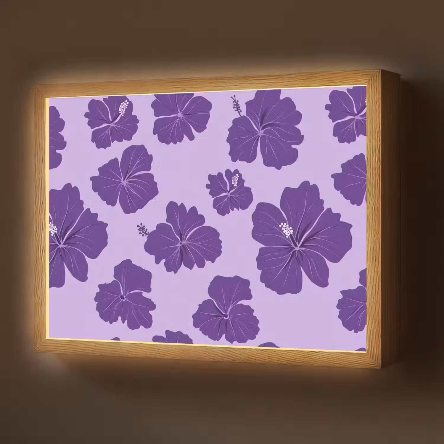 Hibiscus - Bloemen - Paars Light Box met batterij (Wandlamp) middel 907 -z3d_website