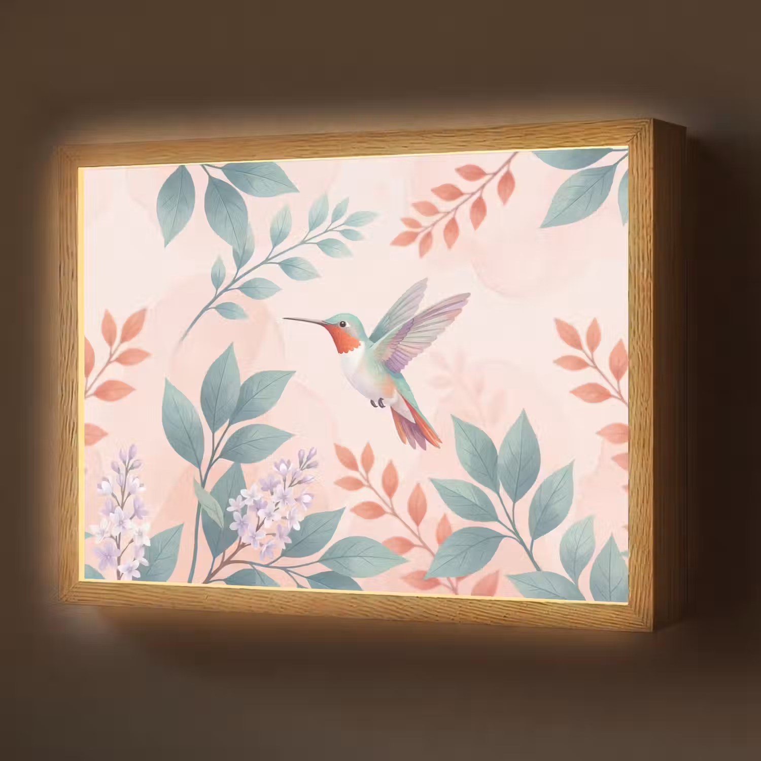 Kolibrie - Vliegen - Natuur - Illustratie - Kleurrijk Light Box met batterij (Wandlamp) middel -z3d_website