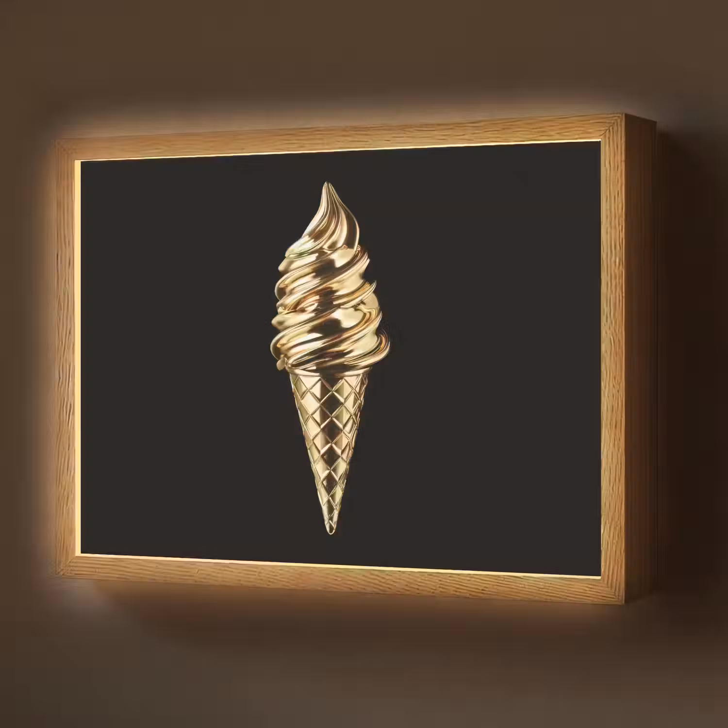 Ijs - Goud - Zwart - Eten Light Box met batterij (Wandlamp) middel -z3d_website