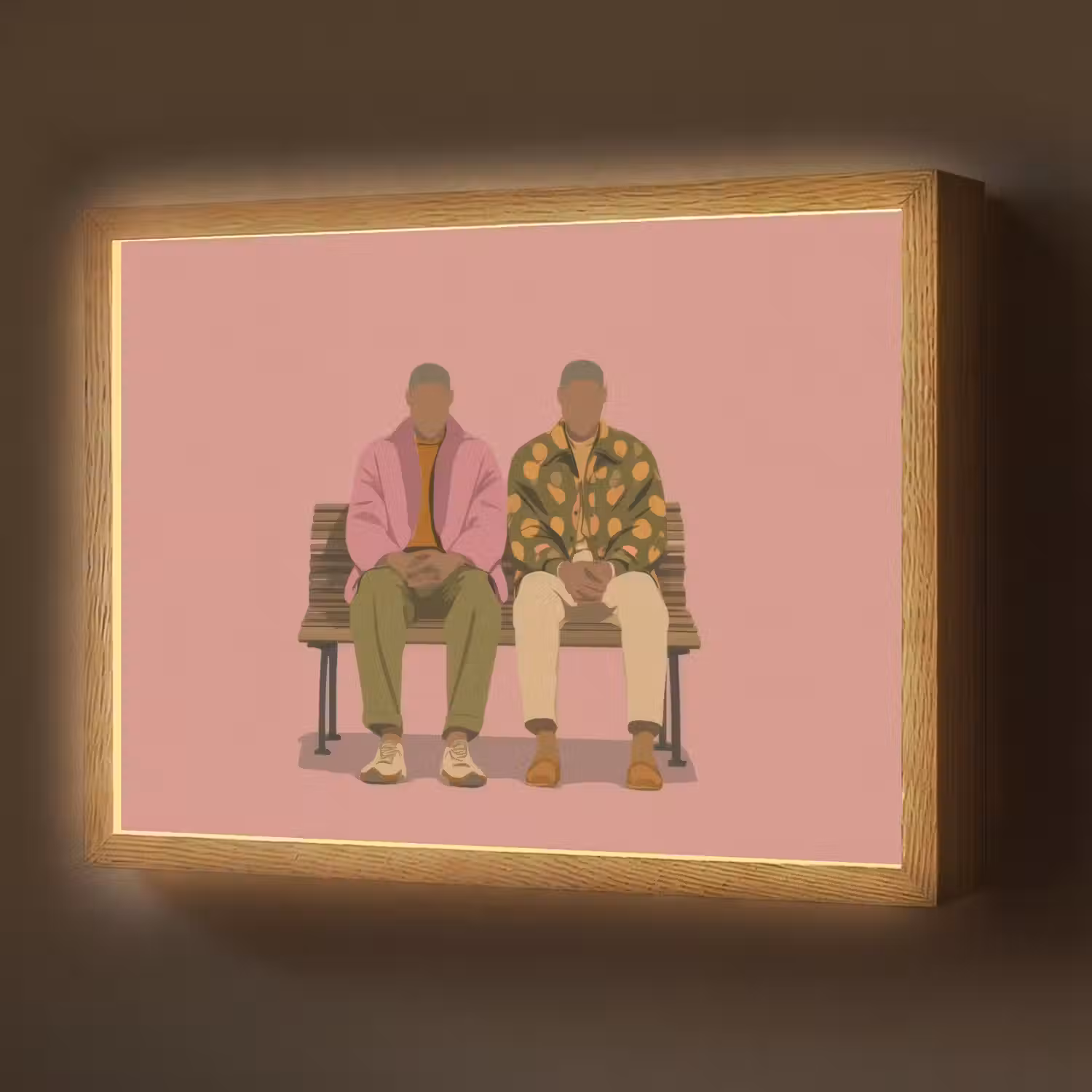 Illustratie - Bankje - Personen - Minimalistisch Light Box met batterij (Wandlamp) middel -z3d_website