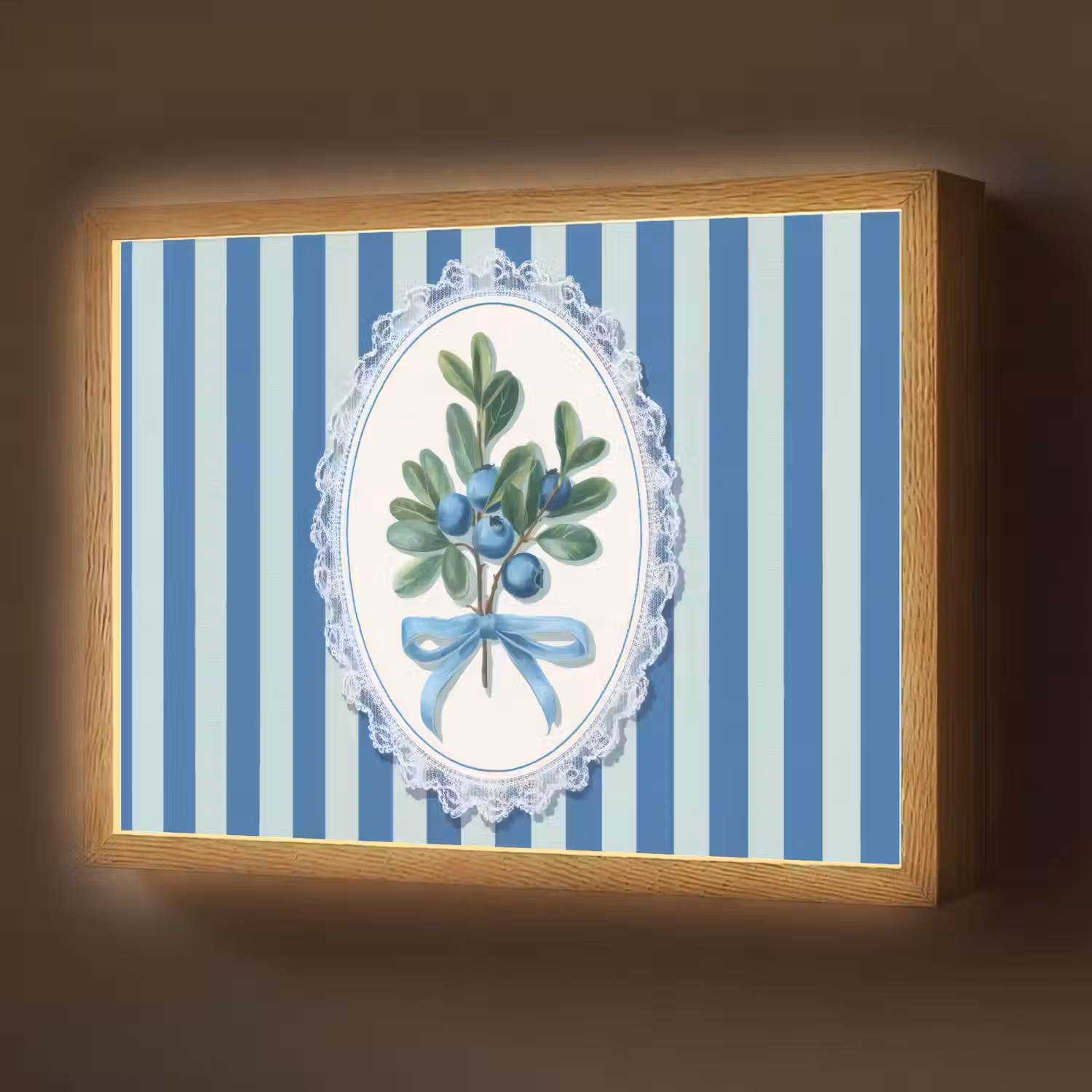 Illustratie - Bessen - Blauw - Strepen Light Box met batterij (Wandlamp) middel -z3d_website