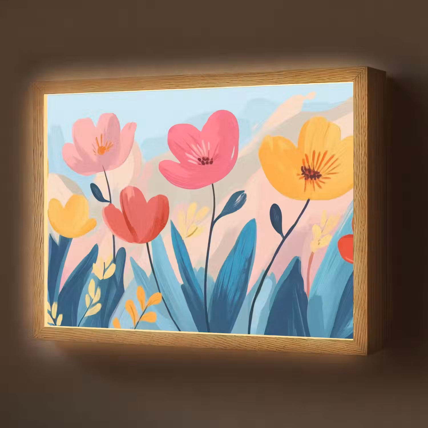 Illustratie - Bloemen - Kleurrijk Light Box met batterij (Wandlamp) middel -z3d_website