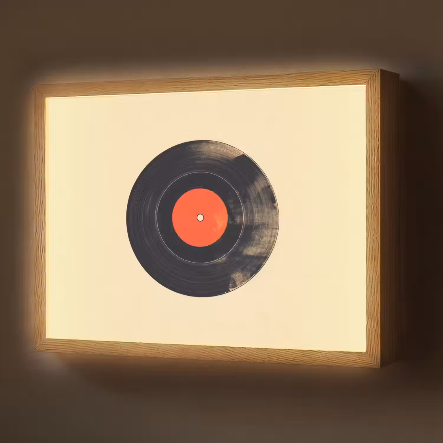 Illustratie - Vinylplaat - Beige - Vintage Light Box met batterij (Wandlamp) middel -z3d_website