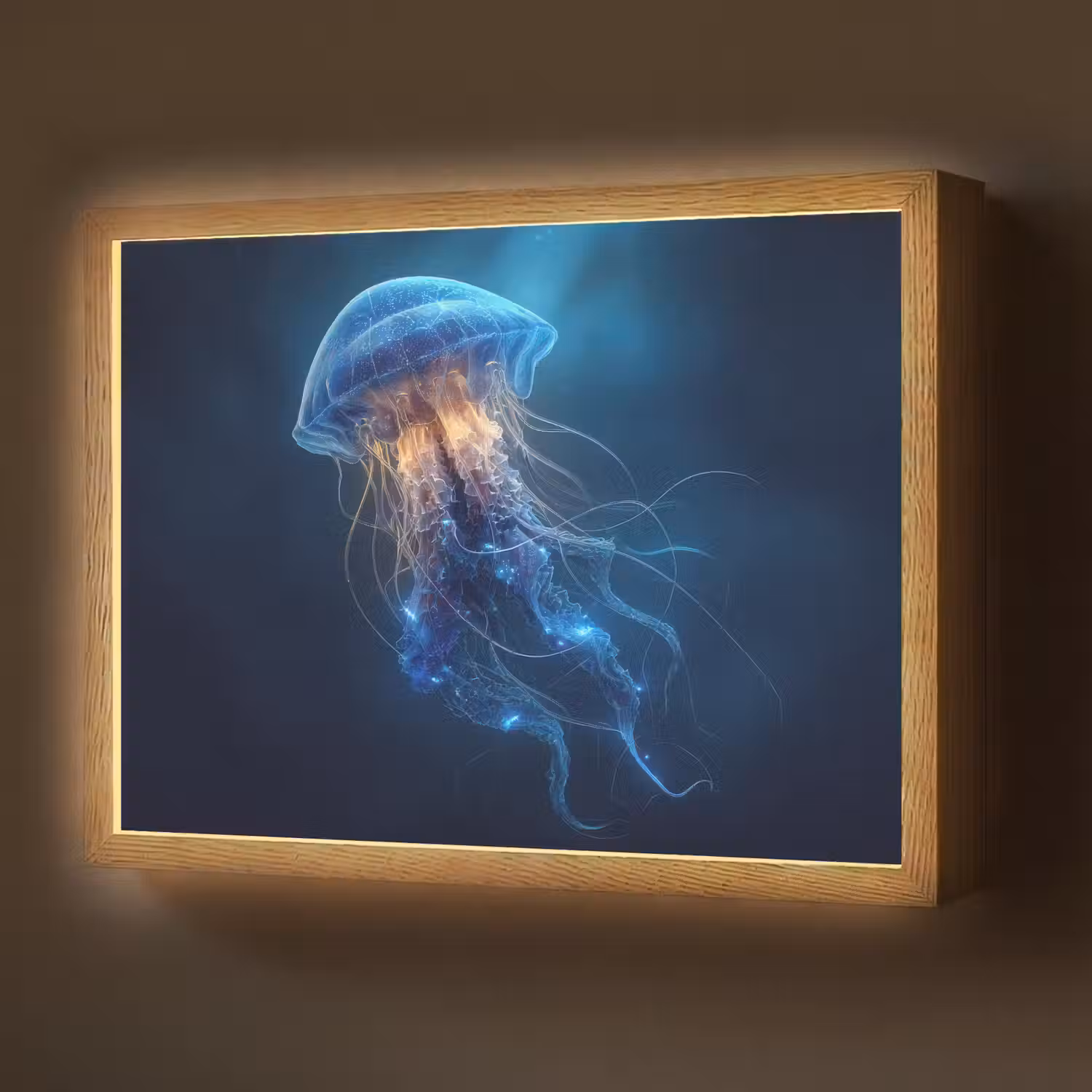 Kwal - Lichtgevend - Tentakels - Blauw Light Box met batterij (Wandlamp) middel -z3d_website