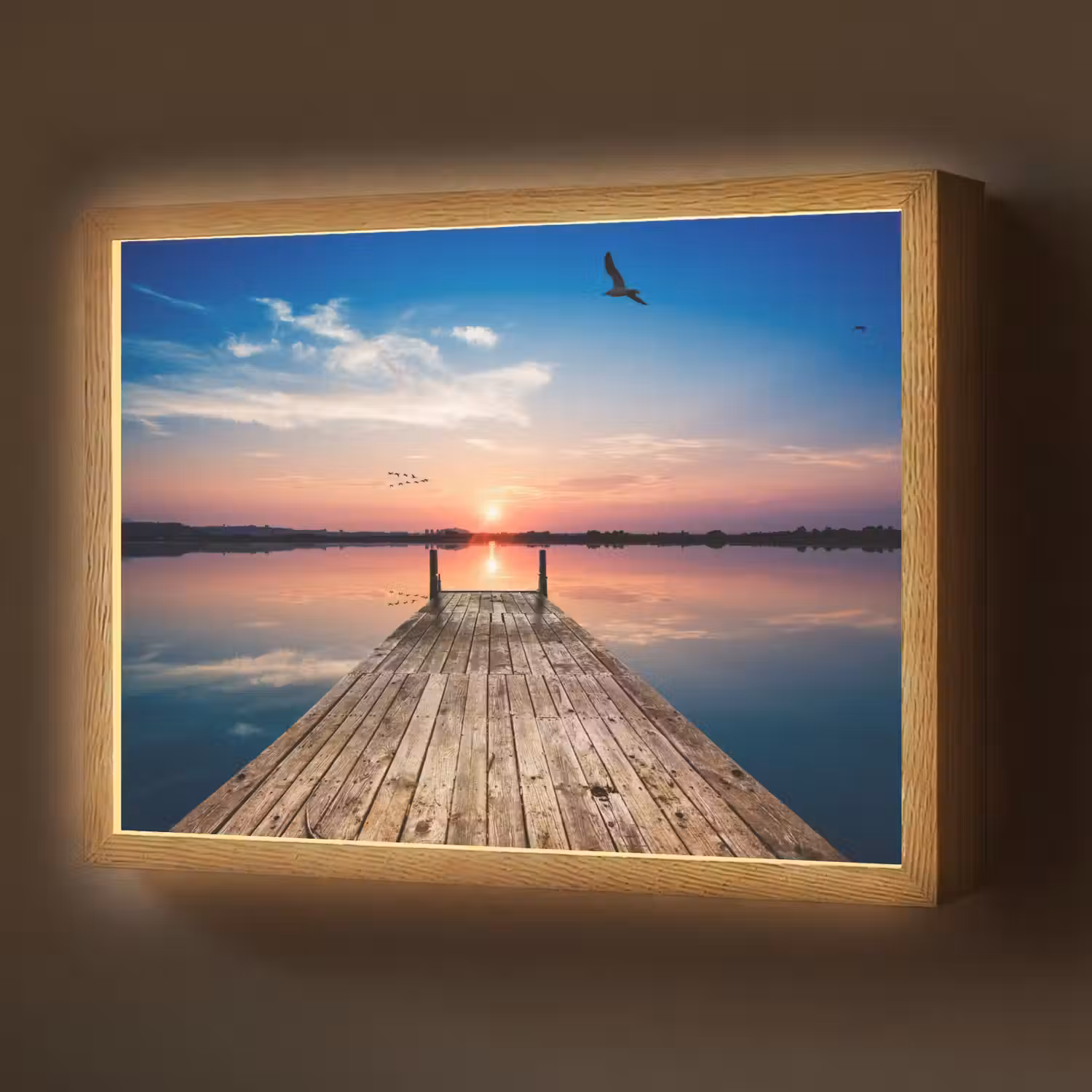 Steiger - Water - Zonsondergang - Roze - Horizon Light Box met batterij (Wandlamp) middel -z3d_website