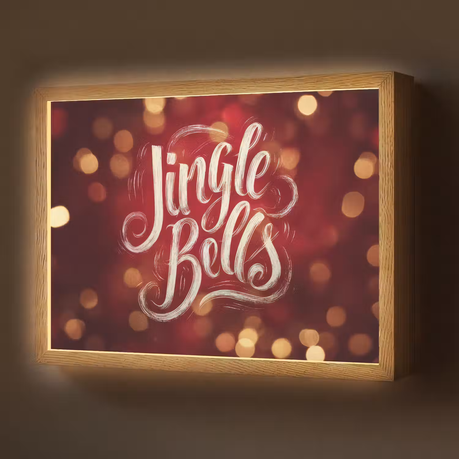 Jingle - Bells - Kerst - Rood Light Box met batterij (Wandlamp) middel -z3d_website