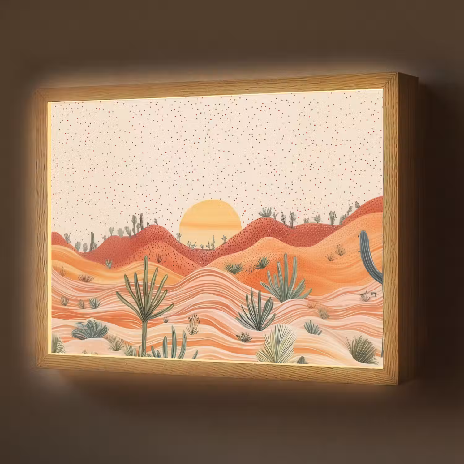 Landschap - Heuvels - Zonsondergang Light Box met batterij (Wandlamp) middel -z3d_website
