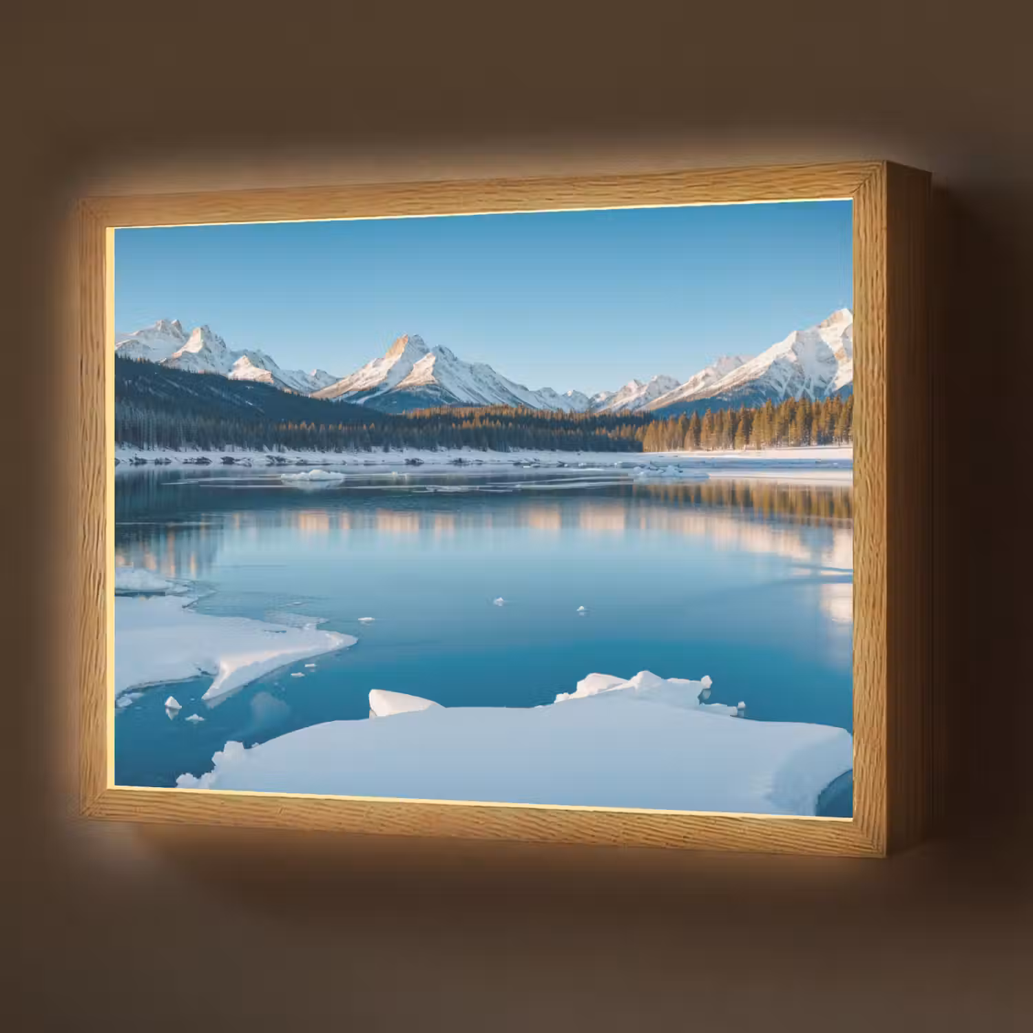 Landschap - Winter - Meer - Bergen - Uitzicht - IJs Light Box met batterij (Wandlamp) middel -z3d_website