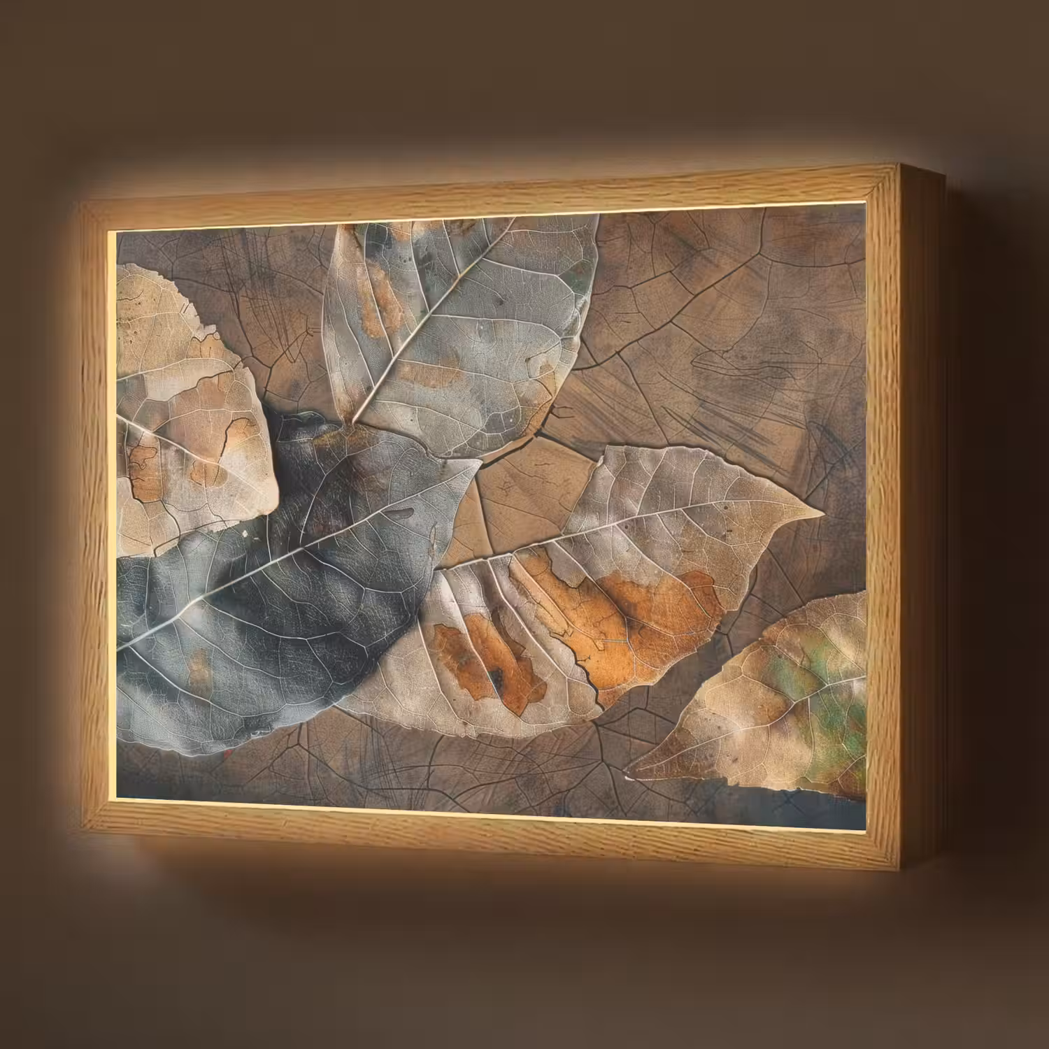 Bladeren - Bruin - Herfst - Natuur Light Box met batterij (Wandlamp) middel -z3d_website