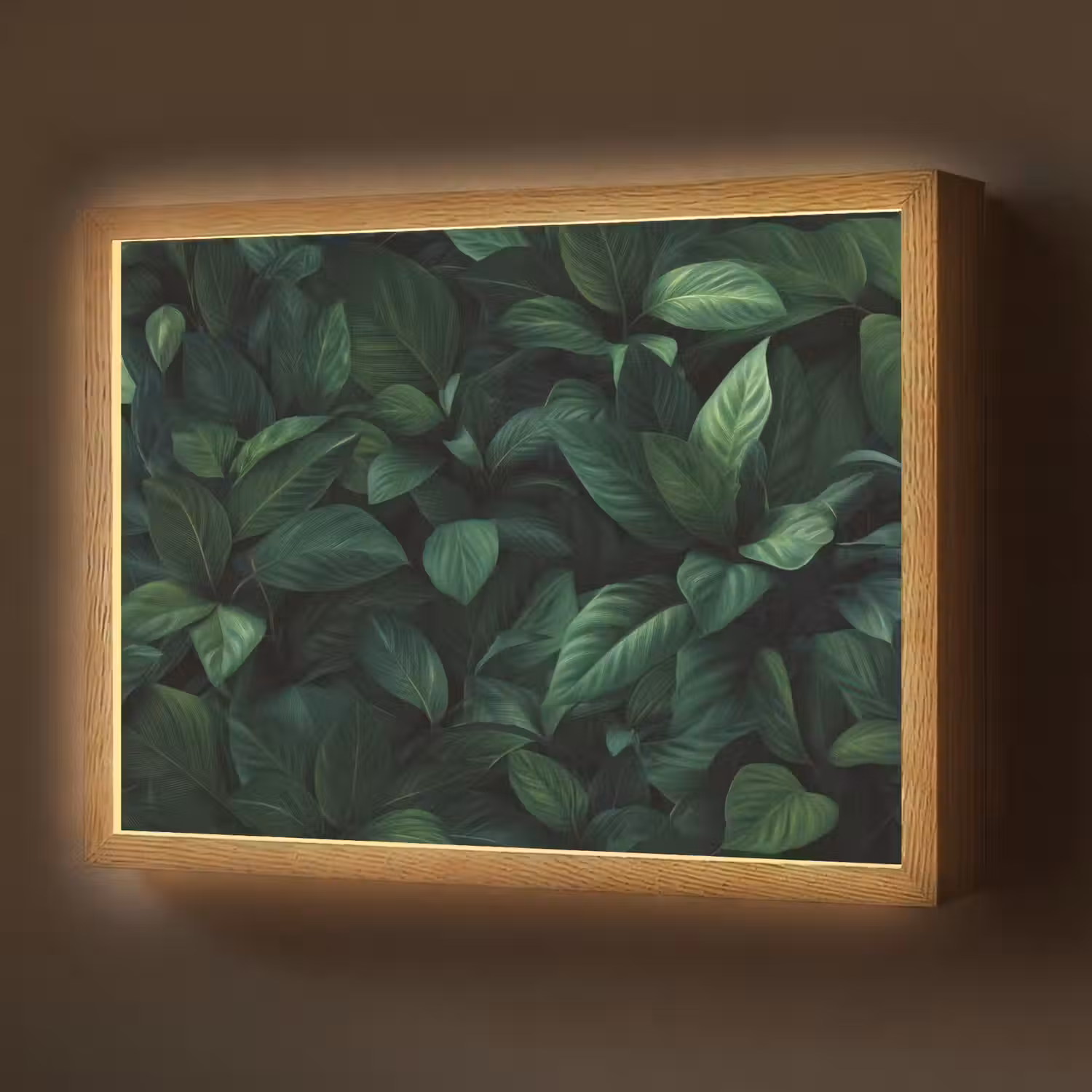 Bladeren - Ovaal - Groen - Nerven Light Box met batterij (Wandlamp) middel -z3d_website
