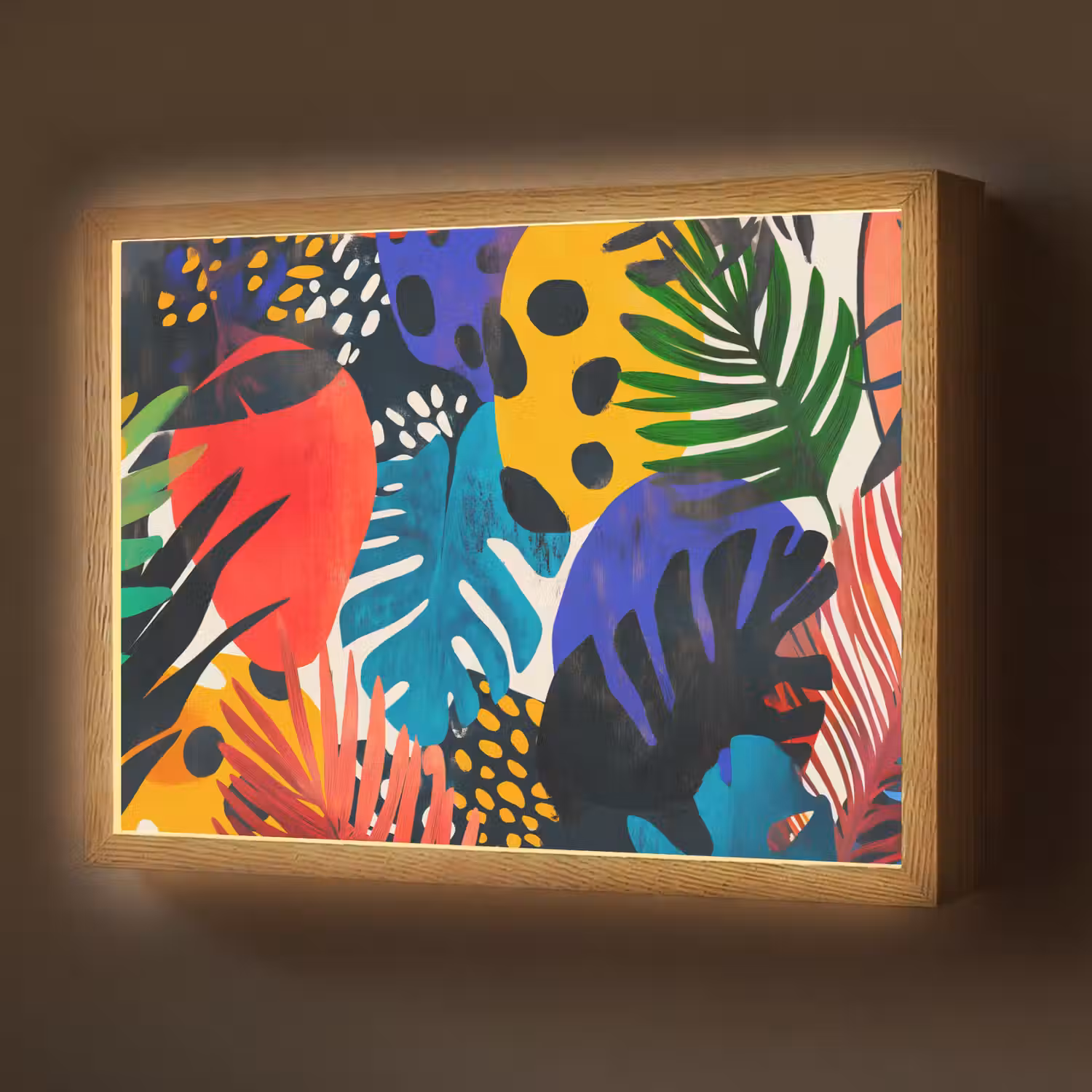 Bladeren - Vormen - Abstract - Kleurrijk Light Box met batterij (Wandlamp) middel -z3d_website