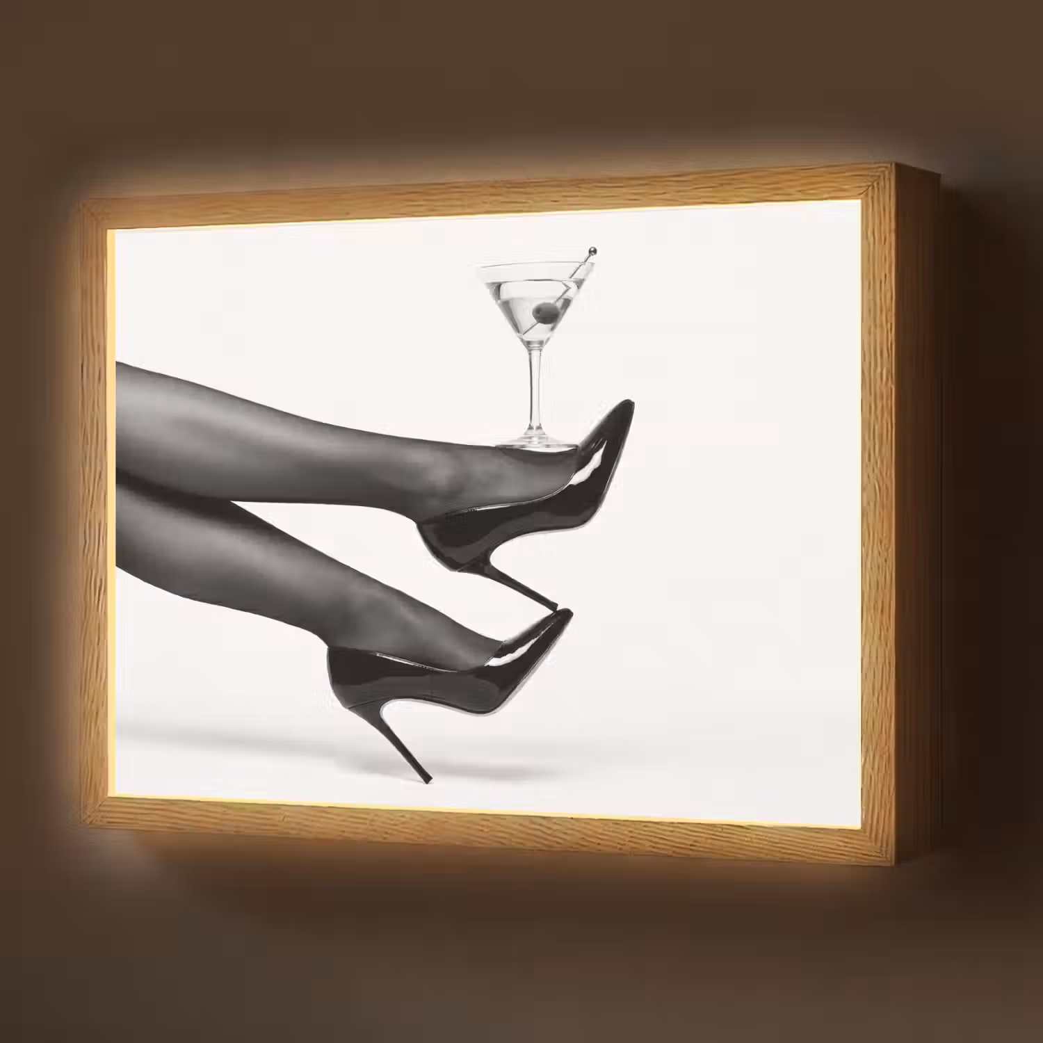 Benen - Hakken - Glas - Zwart - Wit - Speels Light Box met batterij (Wandlamp) middel -z3d_website