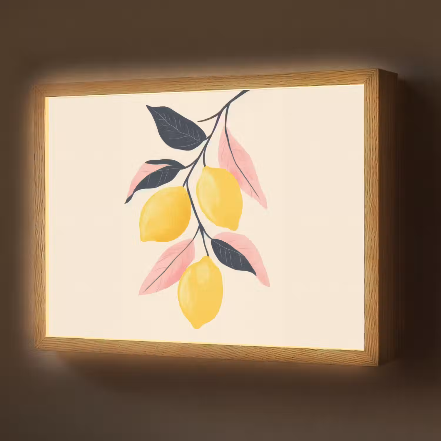 Citroenen - Felgeel - Tak - Bladeren Light Box met batterij (Wandlamp) middel -z3d_website