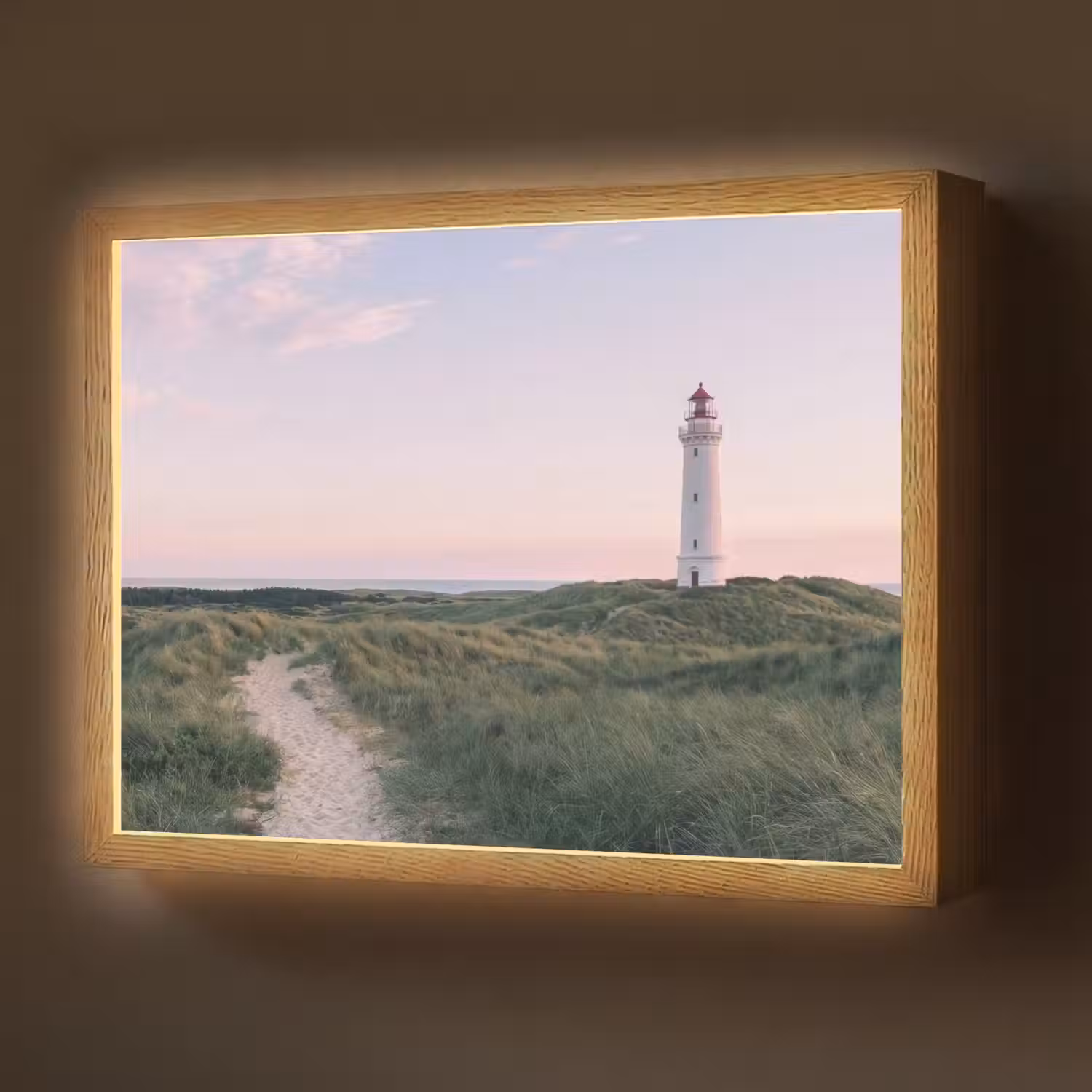 Vuurtoren - Duinlandschap - Zee Light Box met batterij (Wandlamp) middel -z3d_website