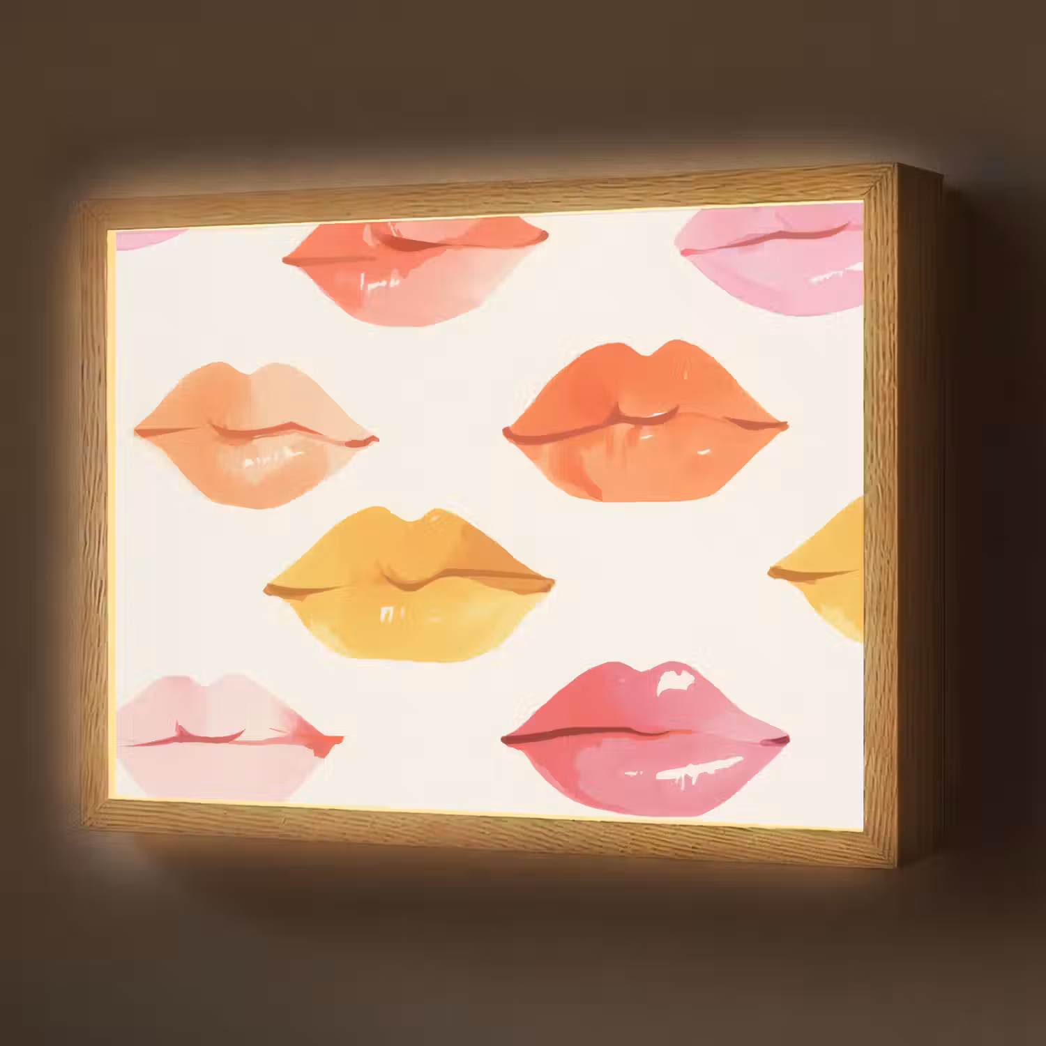 Lippen - Kleurrijk - Glanzend Light Box met batterij (Wandlamp) middel -z3d_website