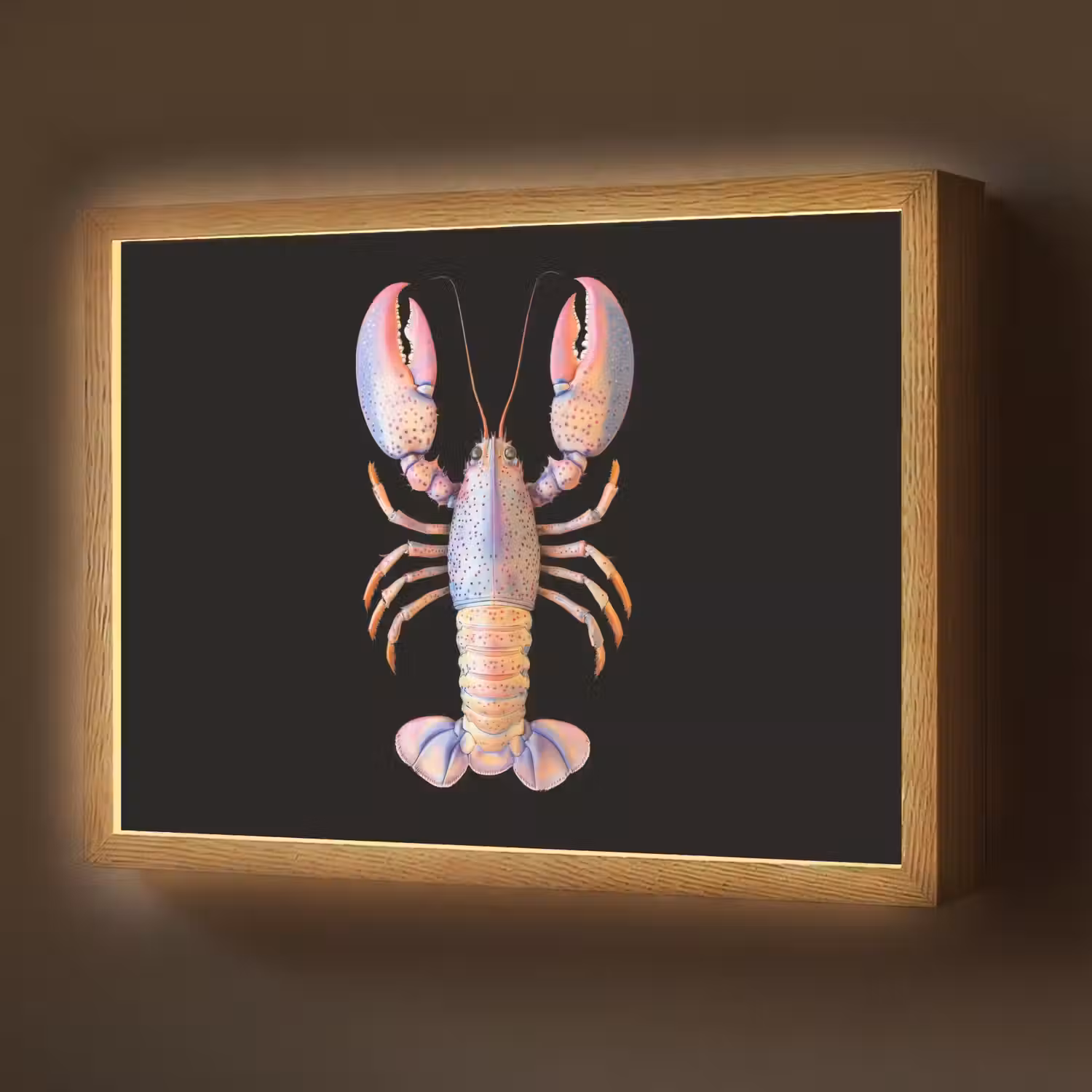 Kreeft - Roze - Zacht - Zwart Light Box met batterij (Wandlamp) middel -z3d_website