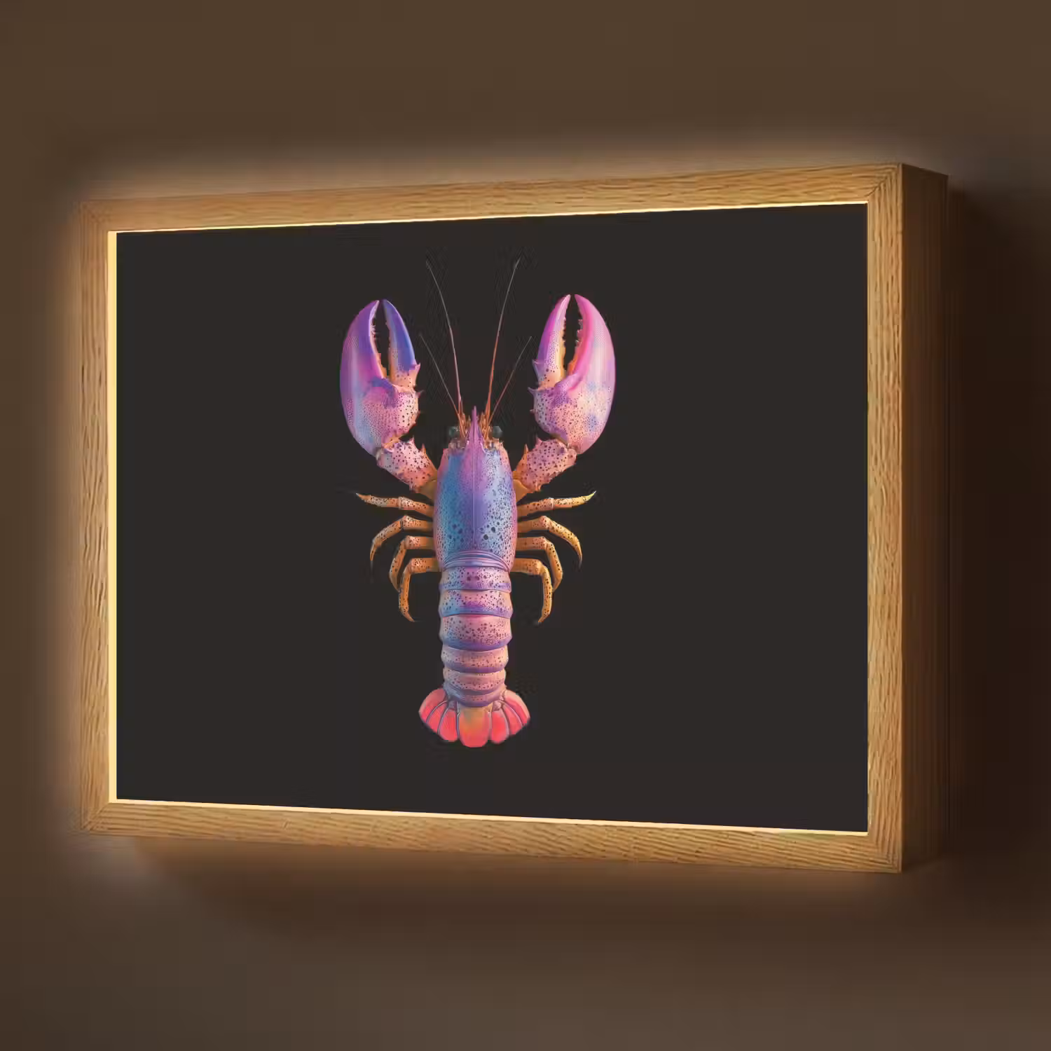 Kreeft - Paars - Roze - Zwart - Stippen - Lila Light Box met batterij (Wandlamp) middel -z3d_website