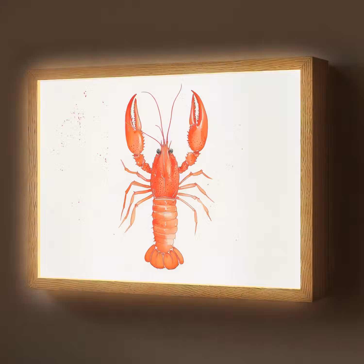 Kreeft - Waterverf - Aquarel - Oranje Light Box met batterij (Wandlamp) middel -z3d_website