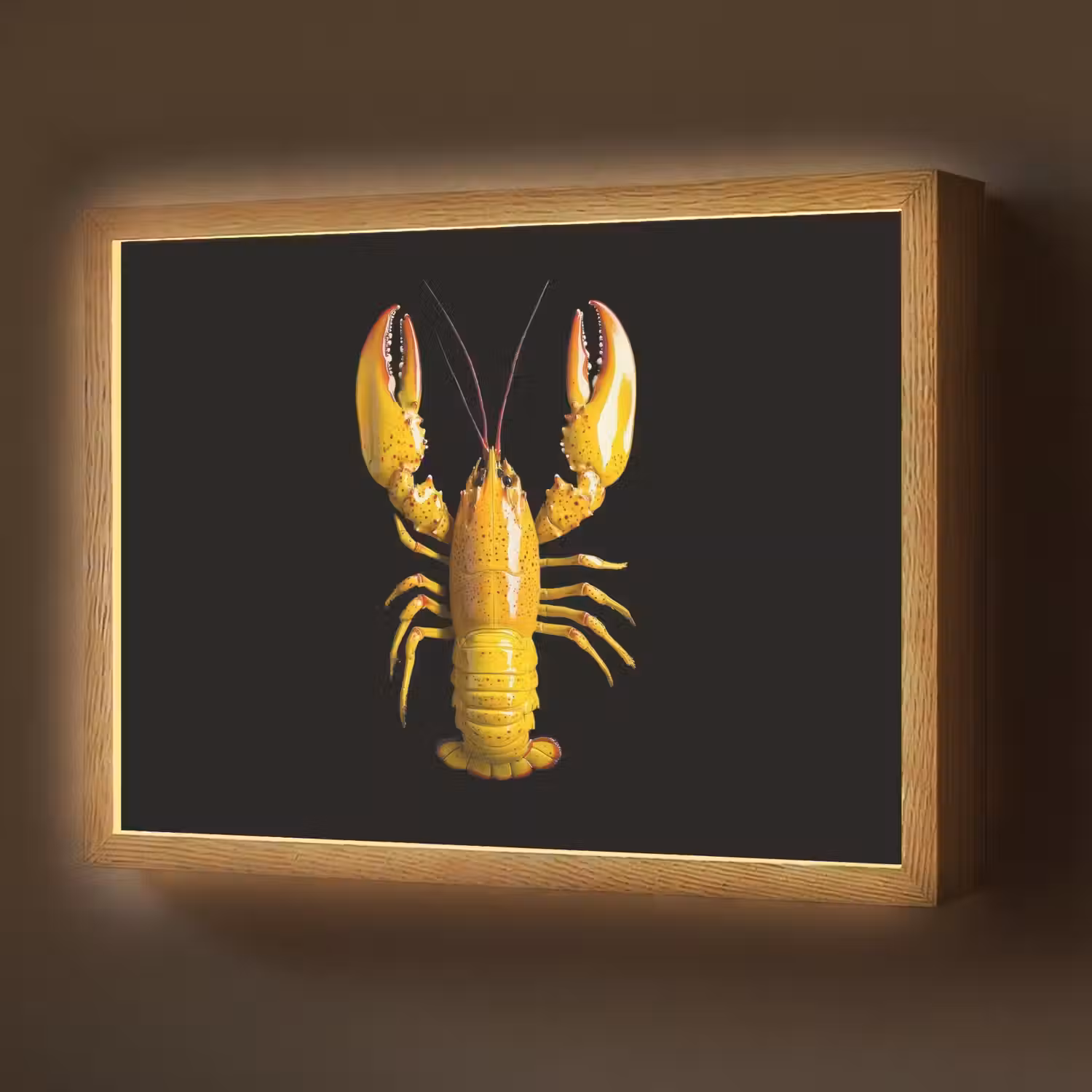 Kreeft - Geel - Stippen - Effen Light Box met batterij (Wandlamp) middel -z3d_website