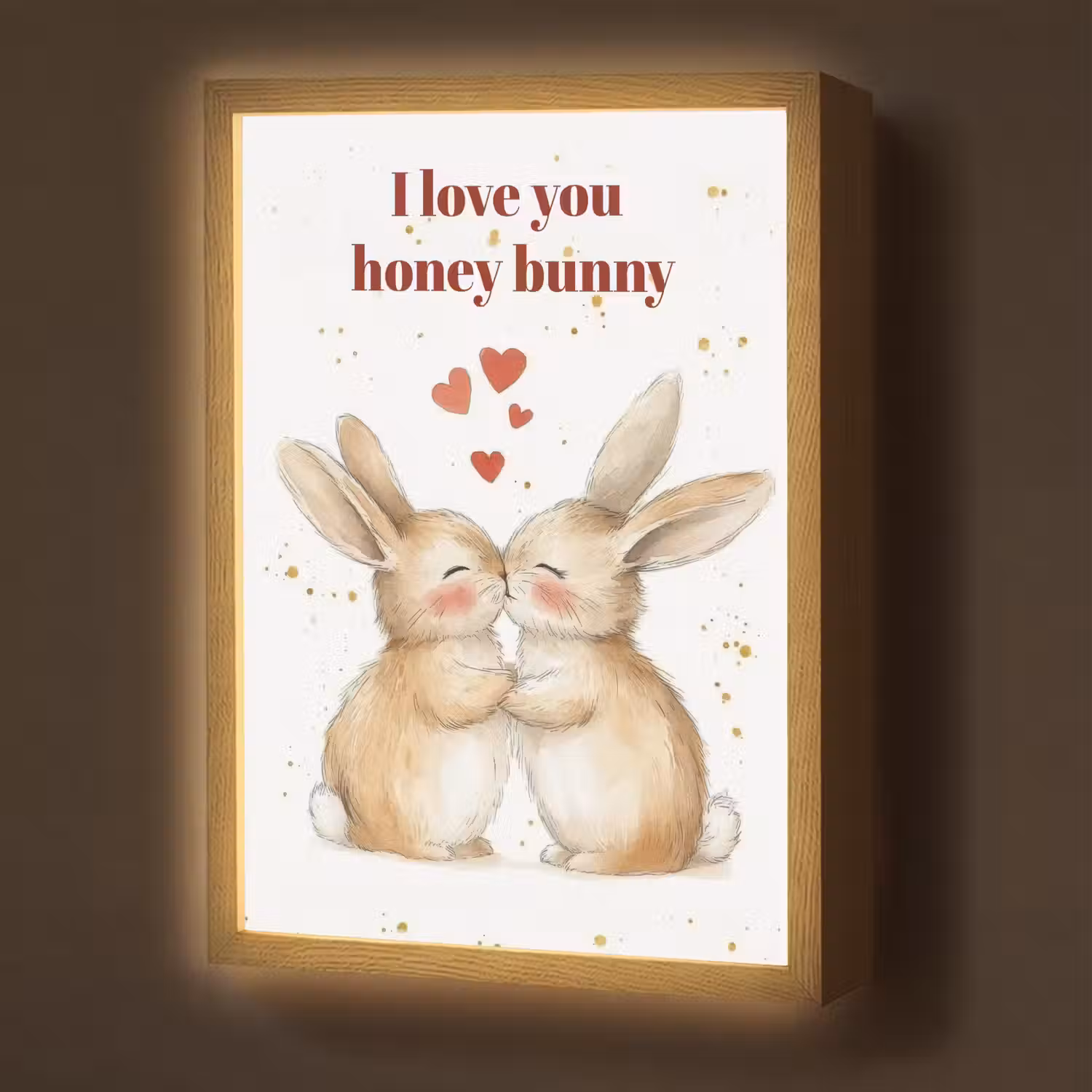 Liefde - Rood - konijn Light Box met batterij (Wandlamp) middel -z3d_website