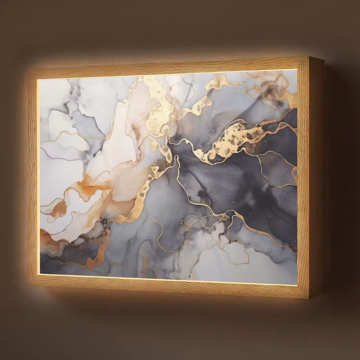 Marmer - Zwart - Goud - Wit Light Box met batterij (Wandlamp) middel -z3d_website
