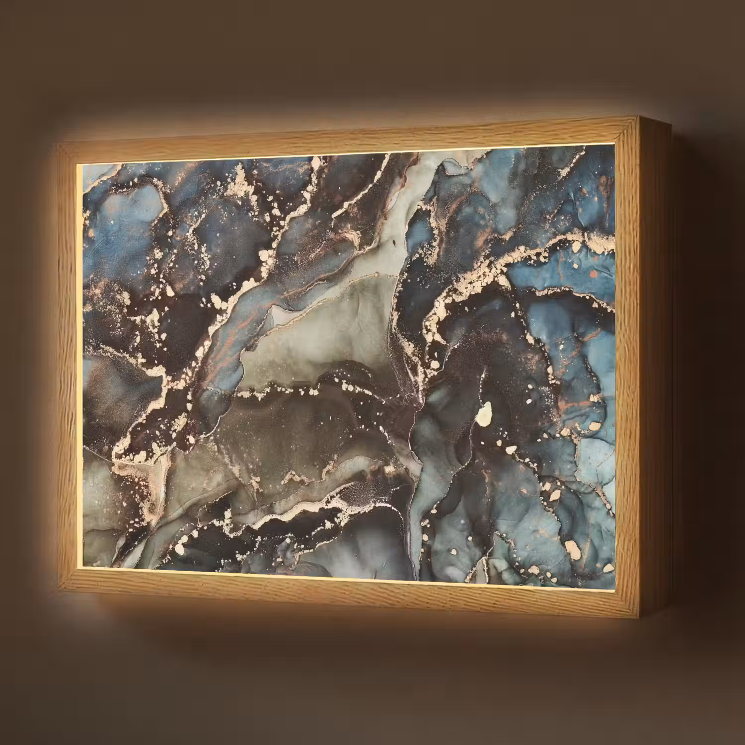 Marmer - Goud - Groen Light Box met batterij (Wandlamp) middel -z3d_website