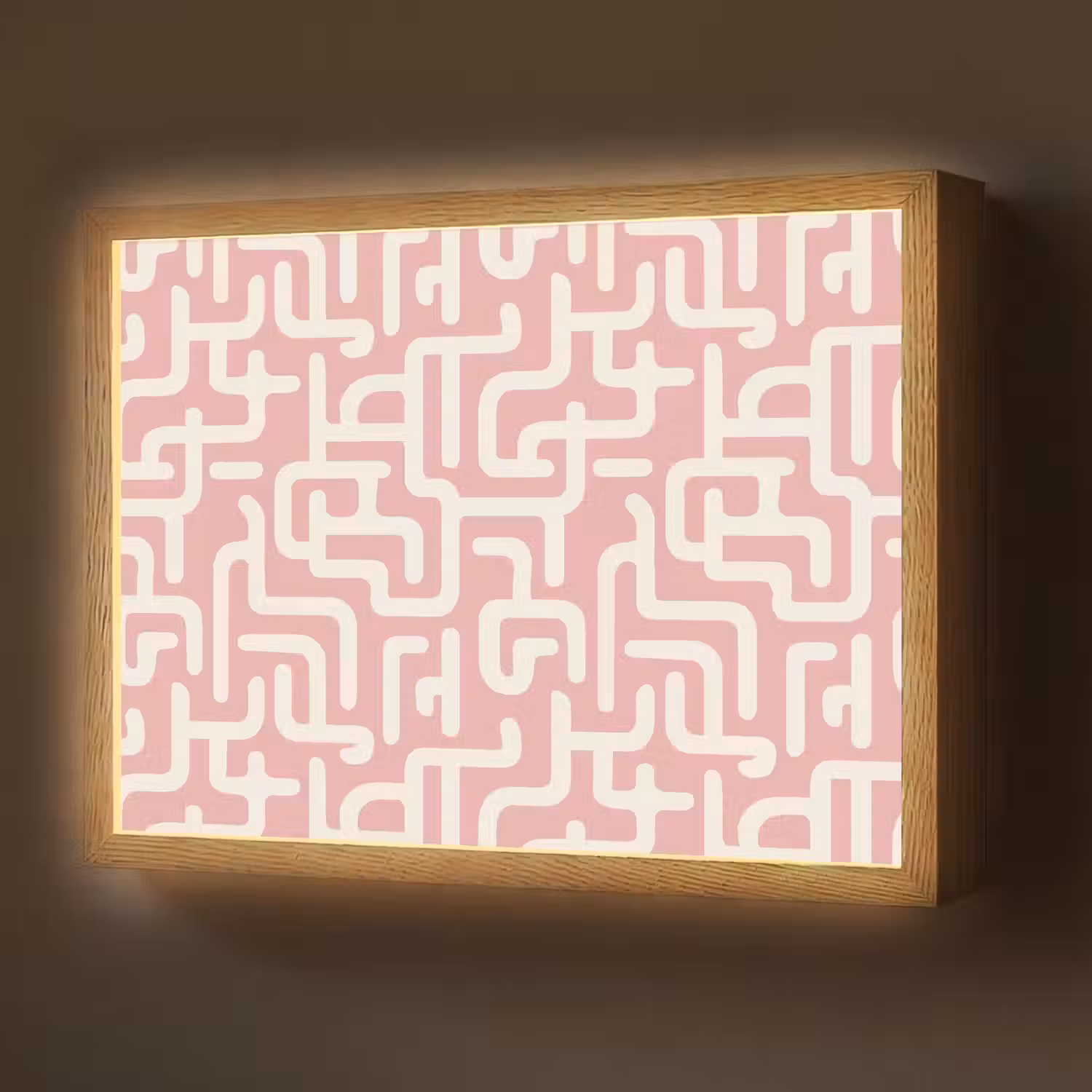 Doolhofpatroon - Roze - Wit - Abstract Light Box met batterij (Wandlamp) middel 907 -z3d_website