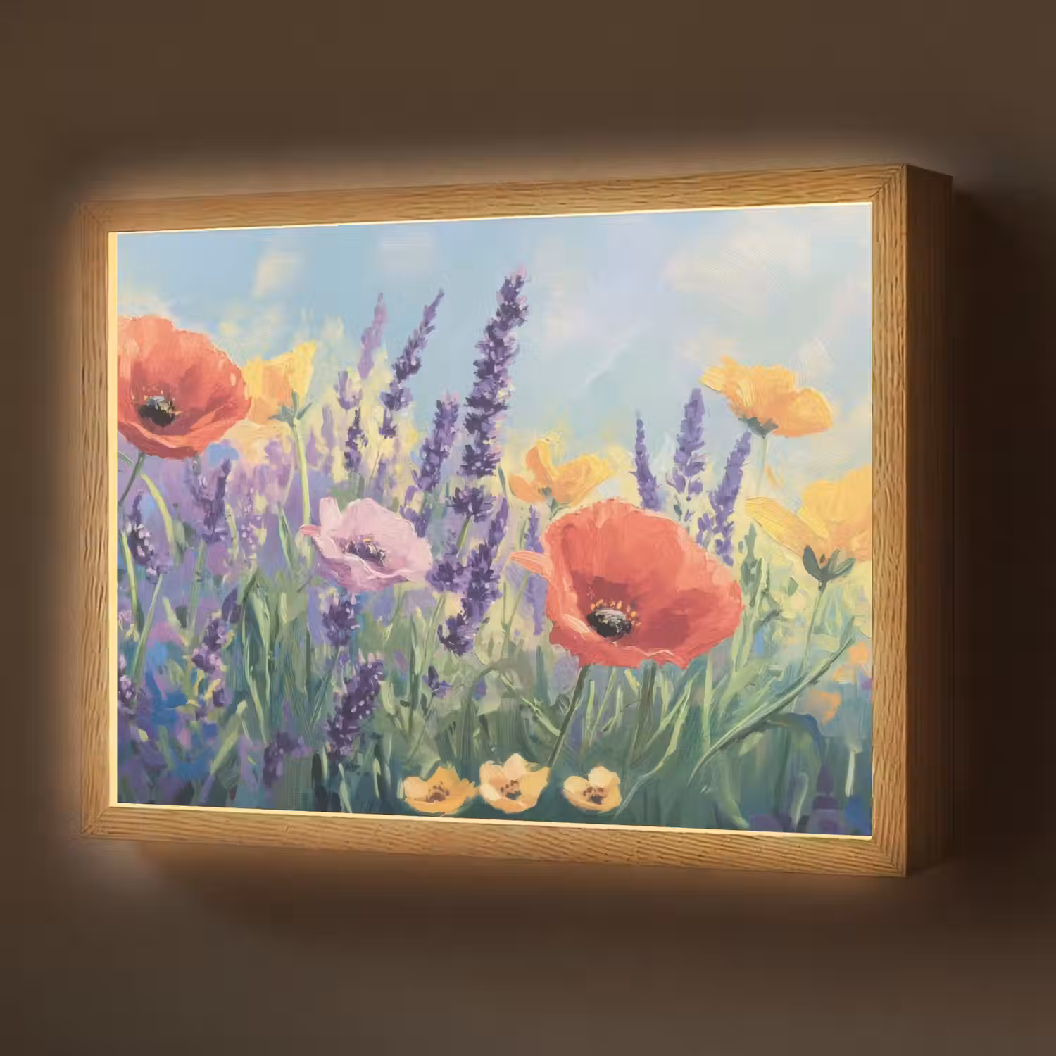 Weide - Bloemen - Kleurrijk Light Box met batterij (Wandlamp) middel -z3d_website