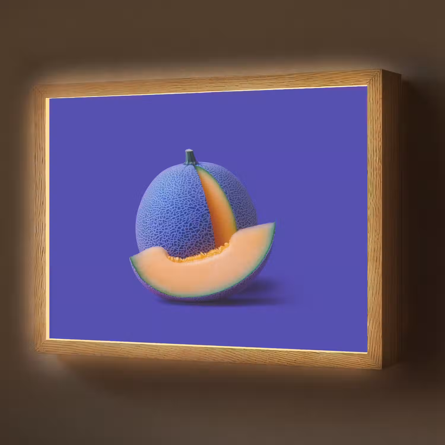 Meloen - Blauw - Oranje - Kunstzinnig Light Box met batterij (Wandlamp) middel -z3d_website