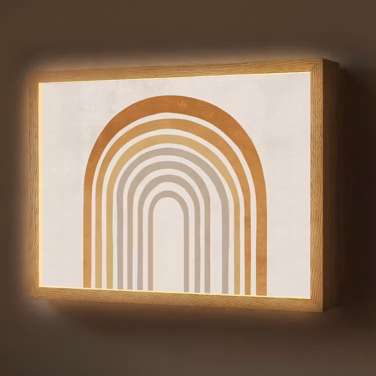 Minimalistisch - Boog - Lijnen - Beige Light Box met batterij (Wandlamp) middel -z3d_website