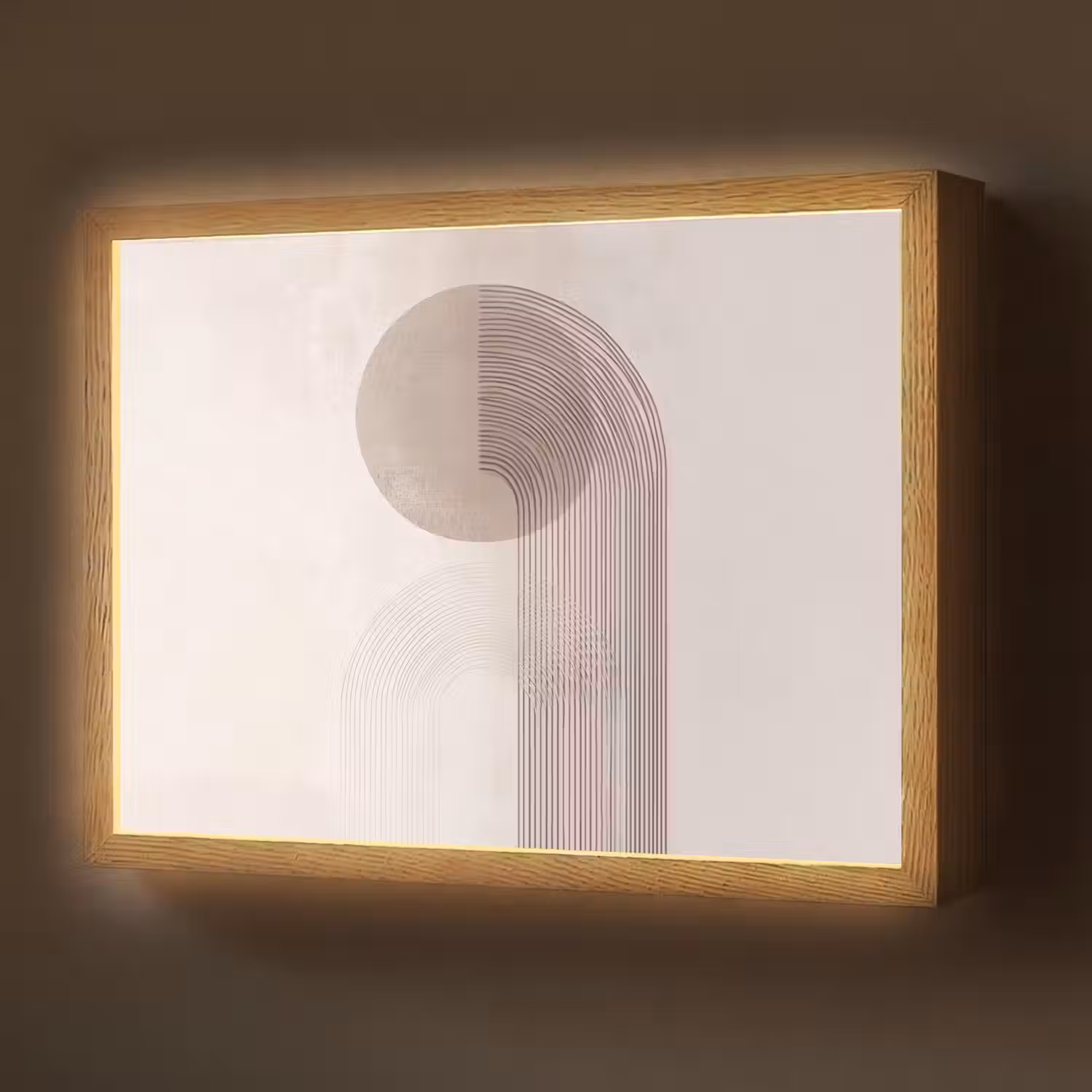 Minimalistisch - Cirkel - Lichtgrijs Light Box met batterij (Wandlamp) middel -z3d_website