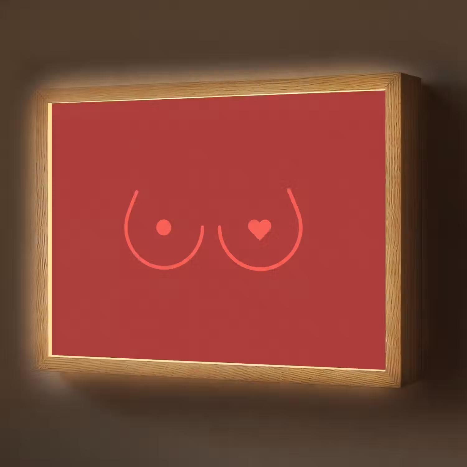 Minimalistisch - Lijnillustratie - Rood Light Box met batterij (Wandlamp) middel -z3d_website