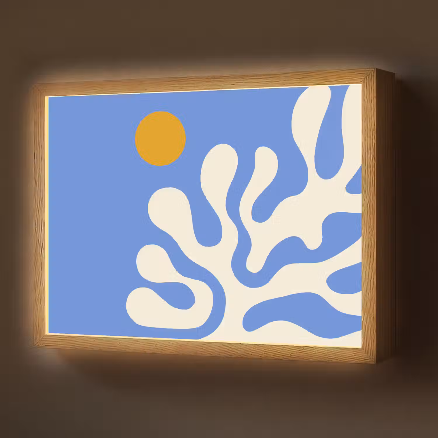 Minimalistisch - Organisch patroon - Blauw Light Box met batterij (Wandlamp) middel -z3d_website