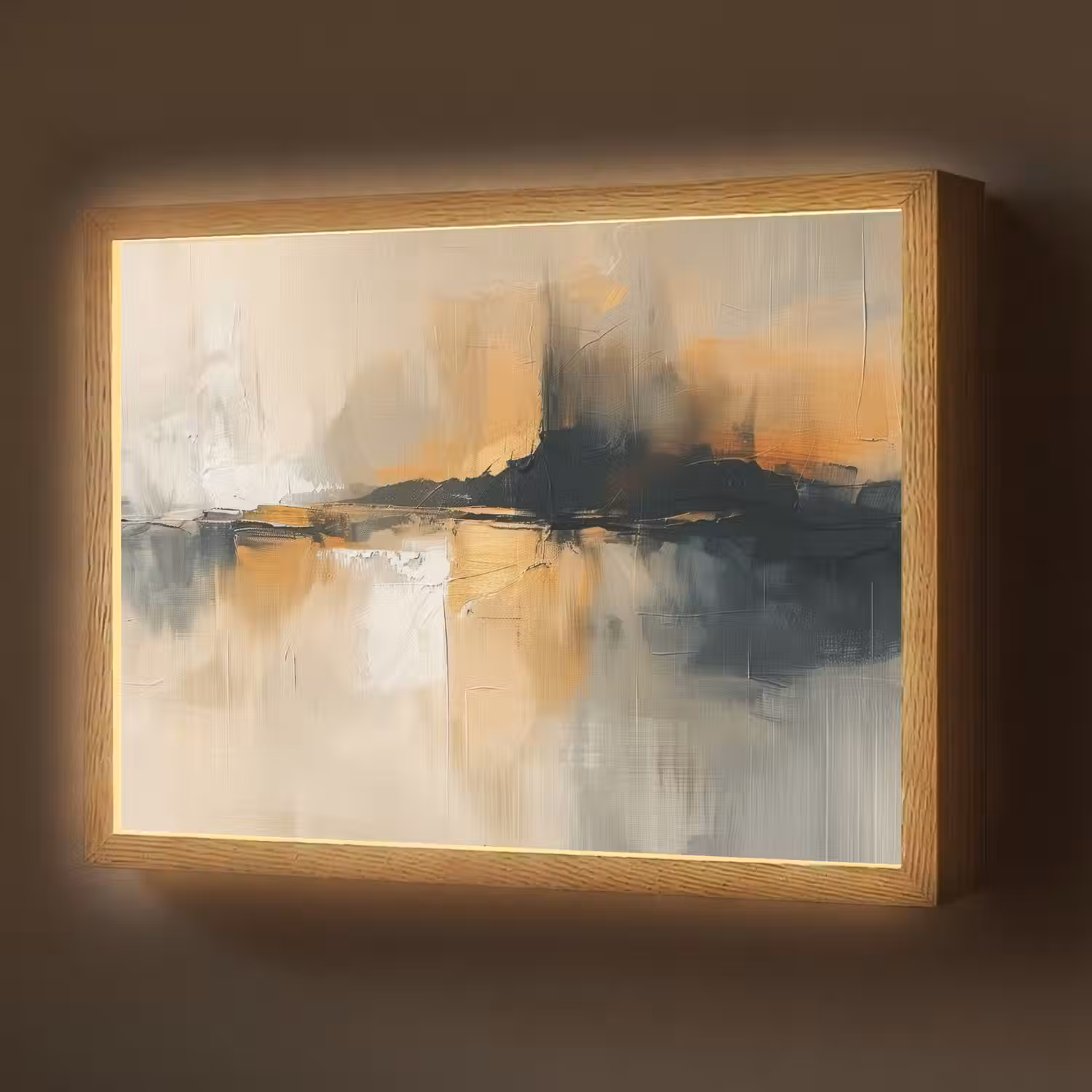 Modern - Abstract - Goud - Zwart Light Box met batterij (Wandlamp) middel -z3d_website