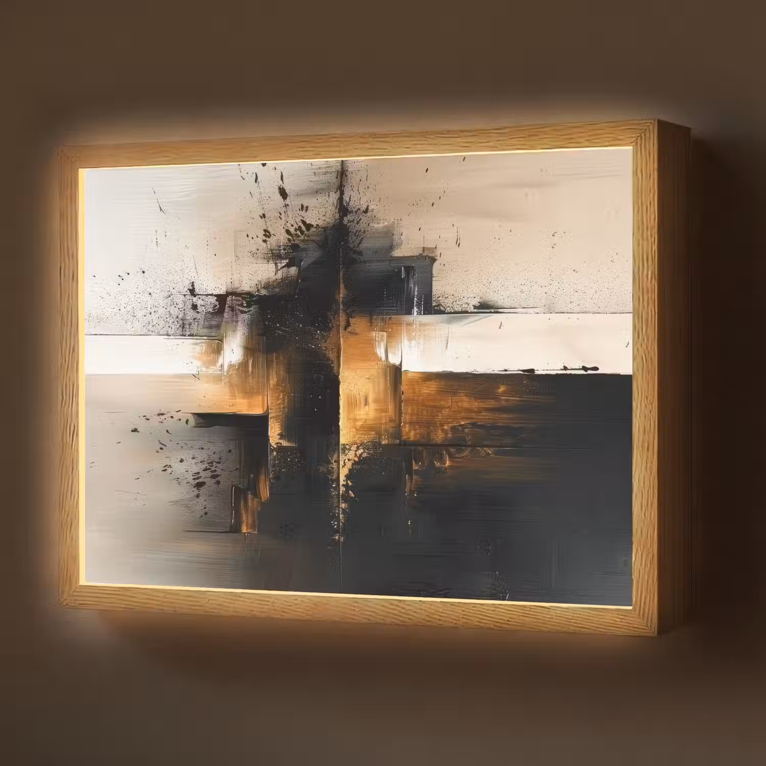 Modern - Zwart - Verf - Goud Light Box met batterij (Wandlamp) middel -z3d_website