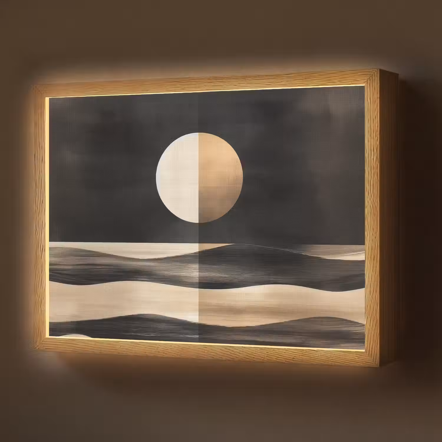 Maan - Cirkel - Goud Light Box met batterij (Wandlamp) middel -z3d_website