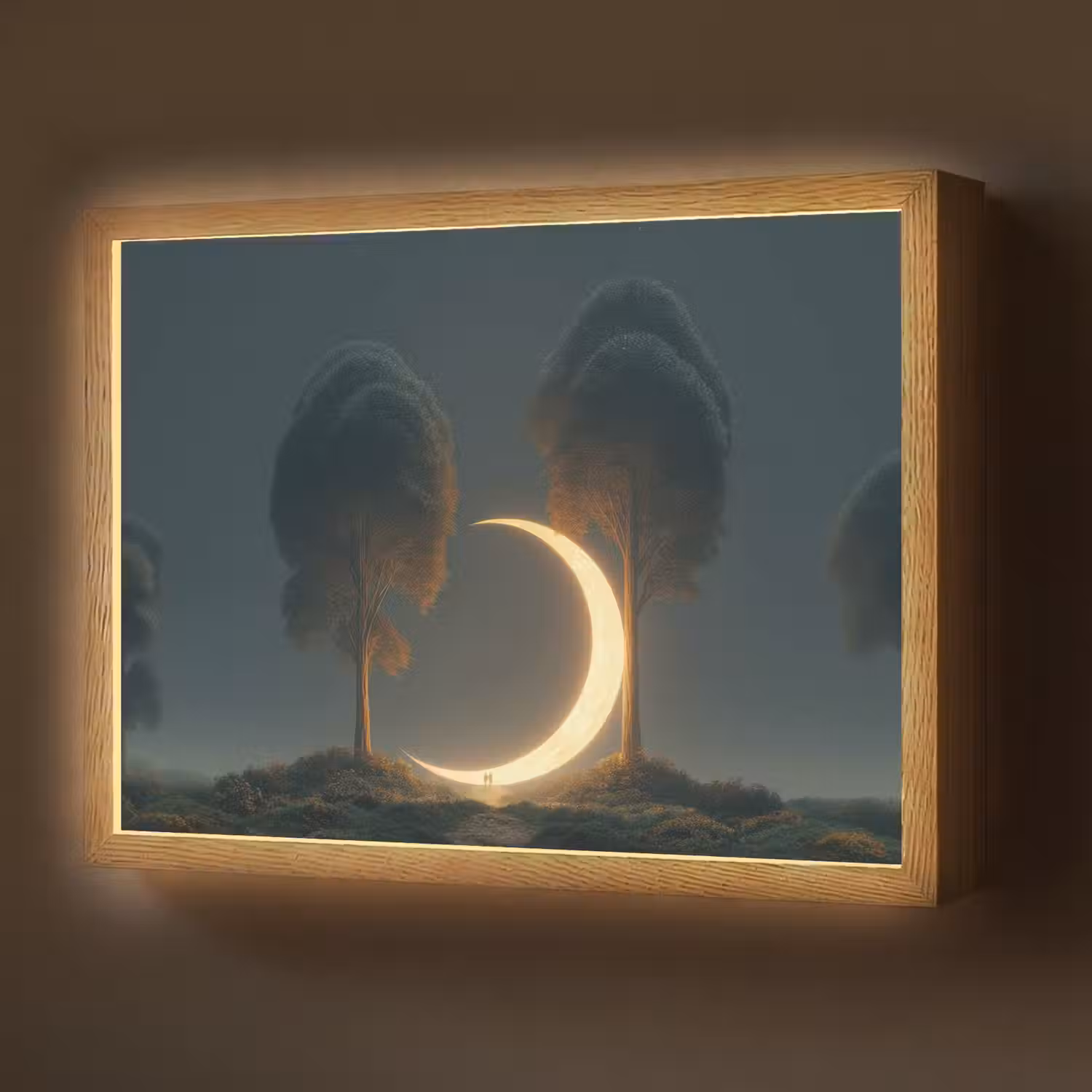 Maan - Bomen - Wandeling Light Box met batterij (Wandlamp) middel -z3d_website