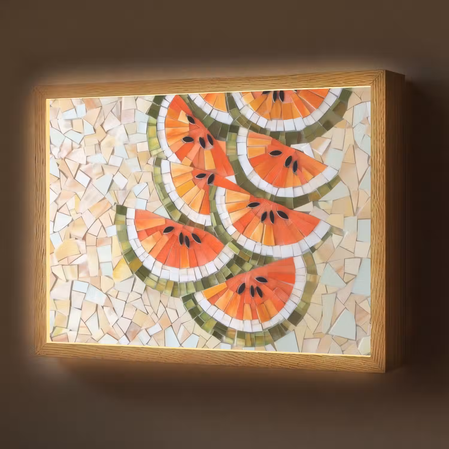 Mozaïek - Watermeloen - Rood - Pitten Light Box met batterij (Wandlamp) middel -z3d_website