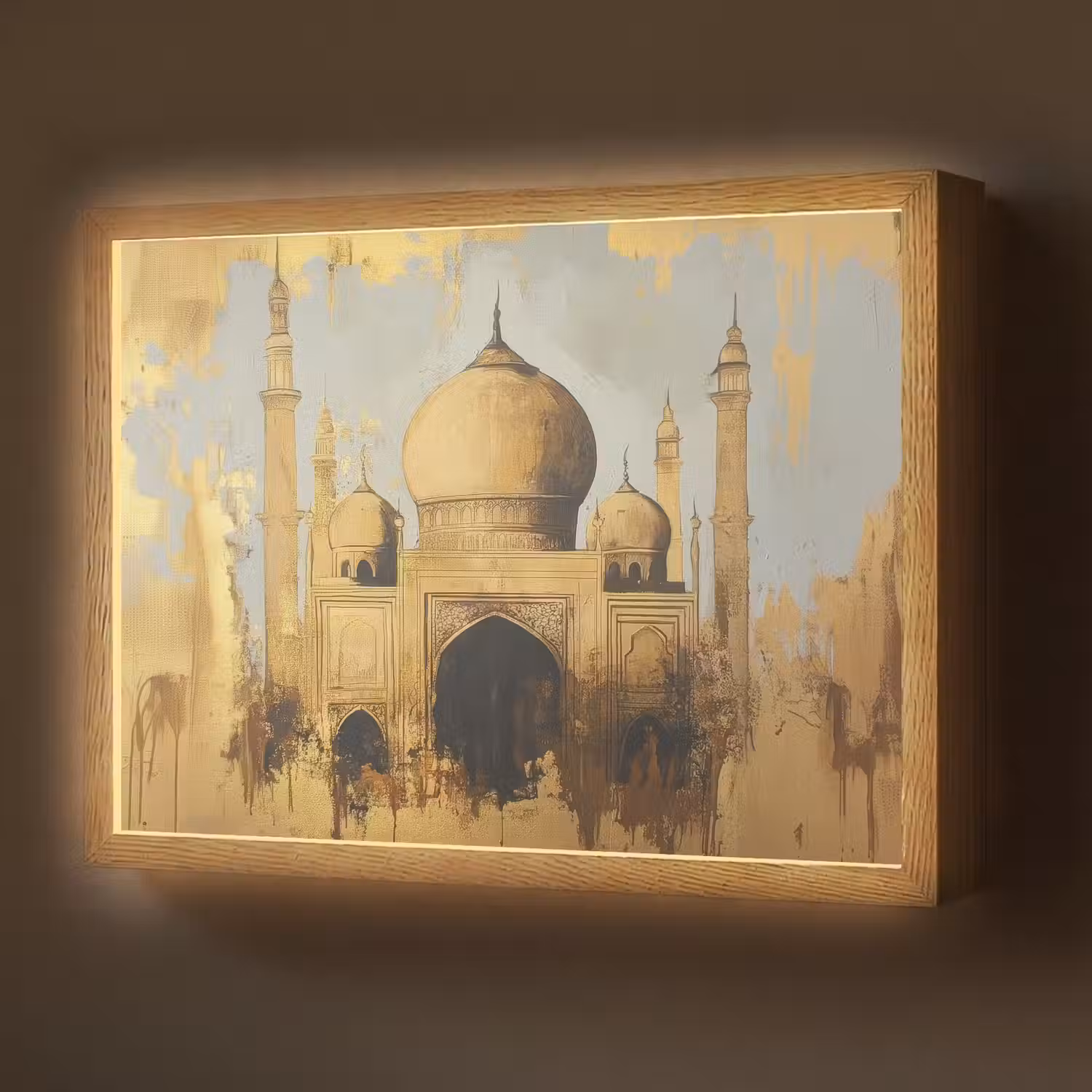 Moskee - Goud - Arabisch - Ramadan - Islamitische Light Box met batterij (Wandlamp) middel -z3d_website