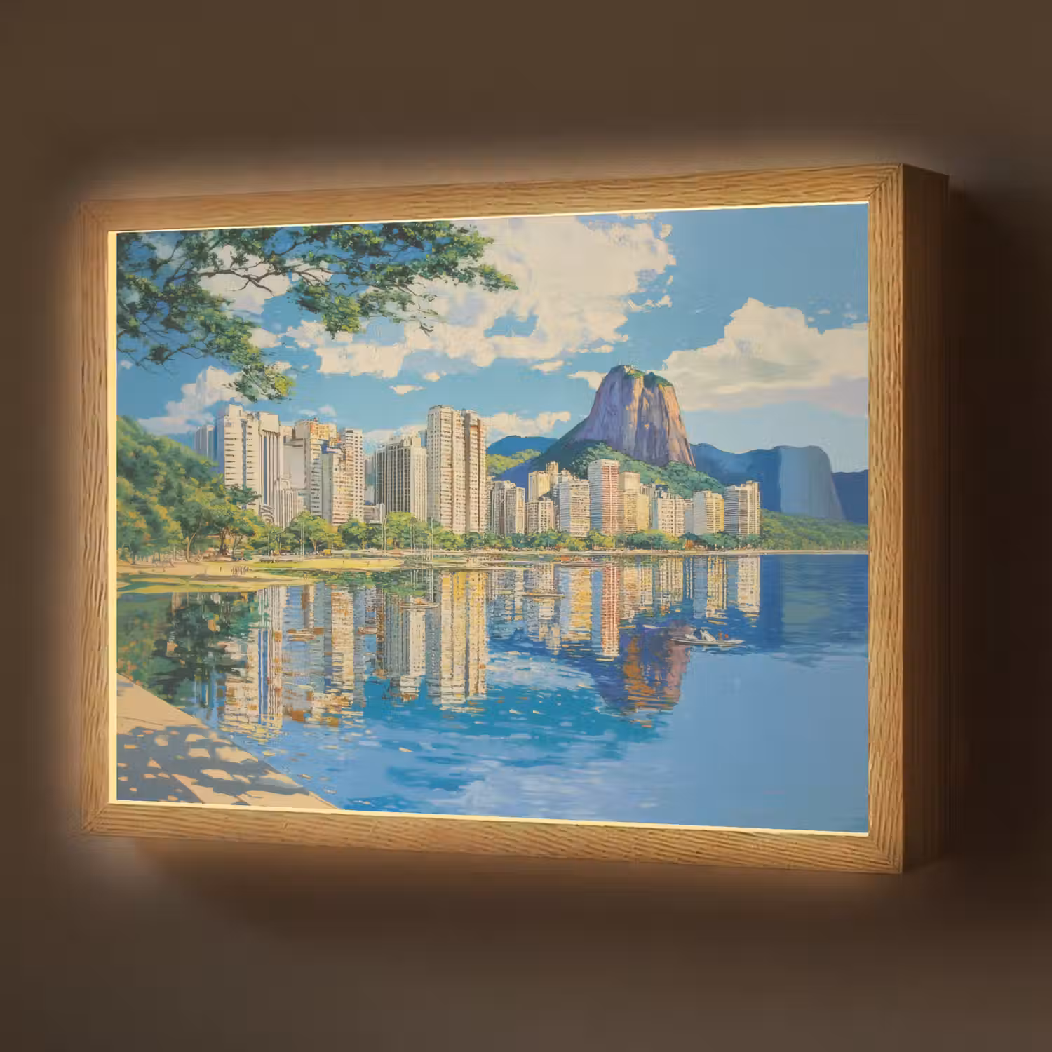 Berg - Skyline - Strand - Water Light Box met batterij (Wandlamp) middel -z3d_website