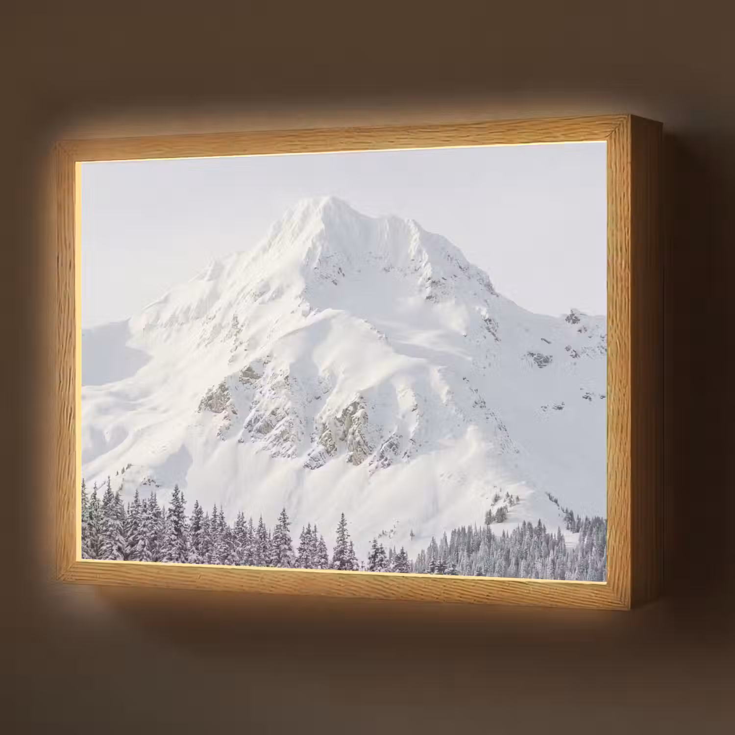 Berg - Sneeuw - Winter - Natuur - Wit Light Box met batterij (Wandlamp) middel -z3d_website