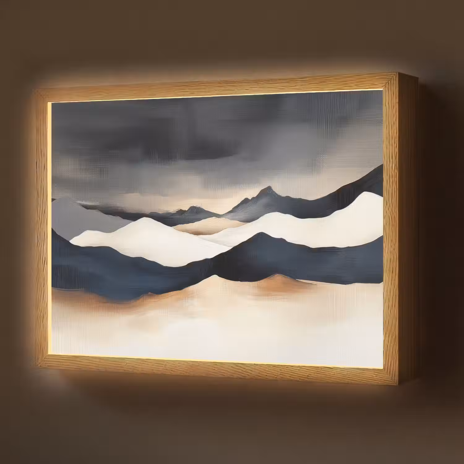 Bergen - Donkerblauw - Landschap Light Box met batterij (Wandlamp) middel -z3d_website