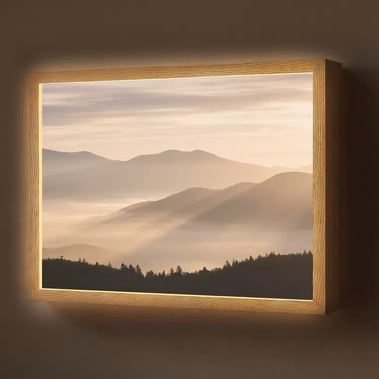 Bergen - Mist - Zonnestralen Light Box met batterij (Wandlamp) middel -z3d_website